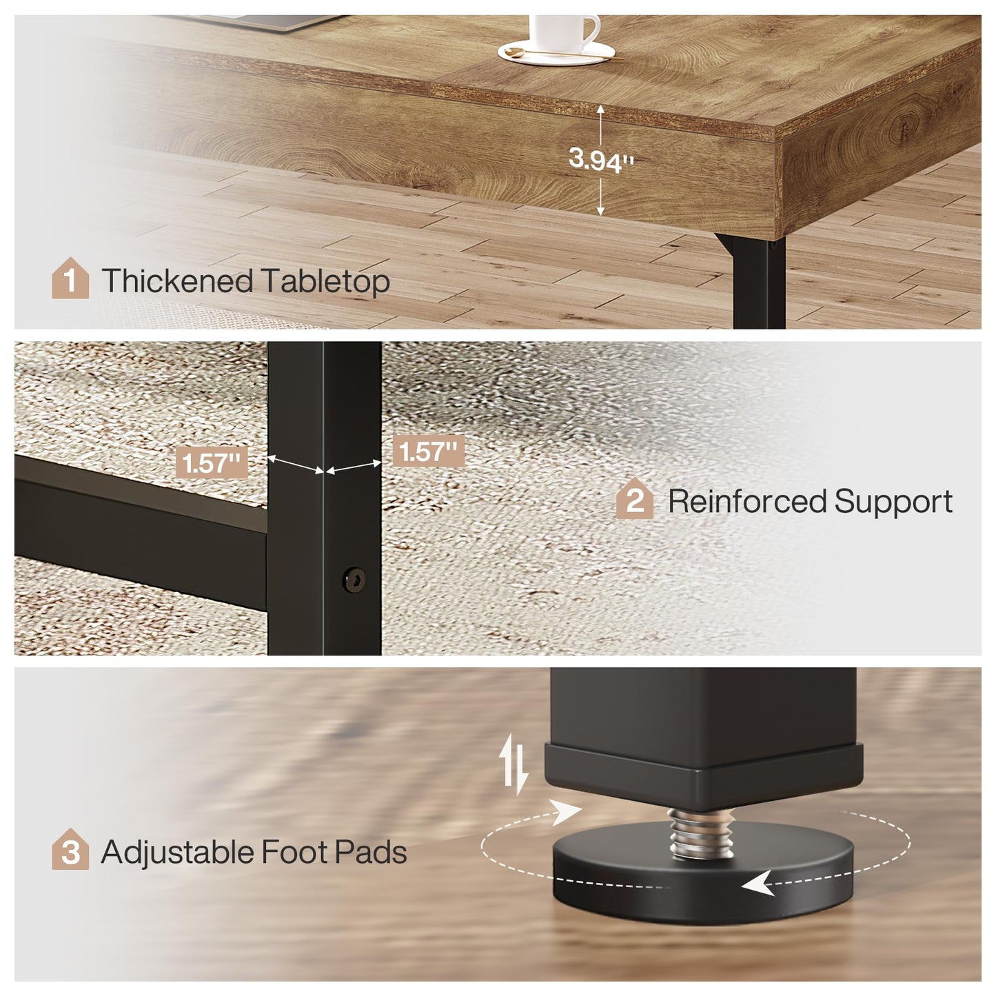 Tribesigns 55" Industrial Executive Desk for Home Office, Rustic Simple Computer Laptop Desk with Strong Metal Legs, Study Writing Table Business Workstation, Small Conference Table