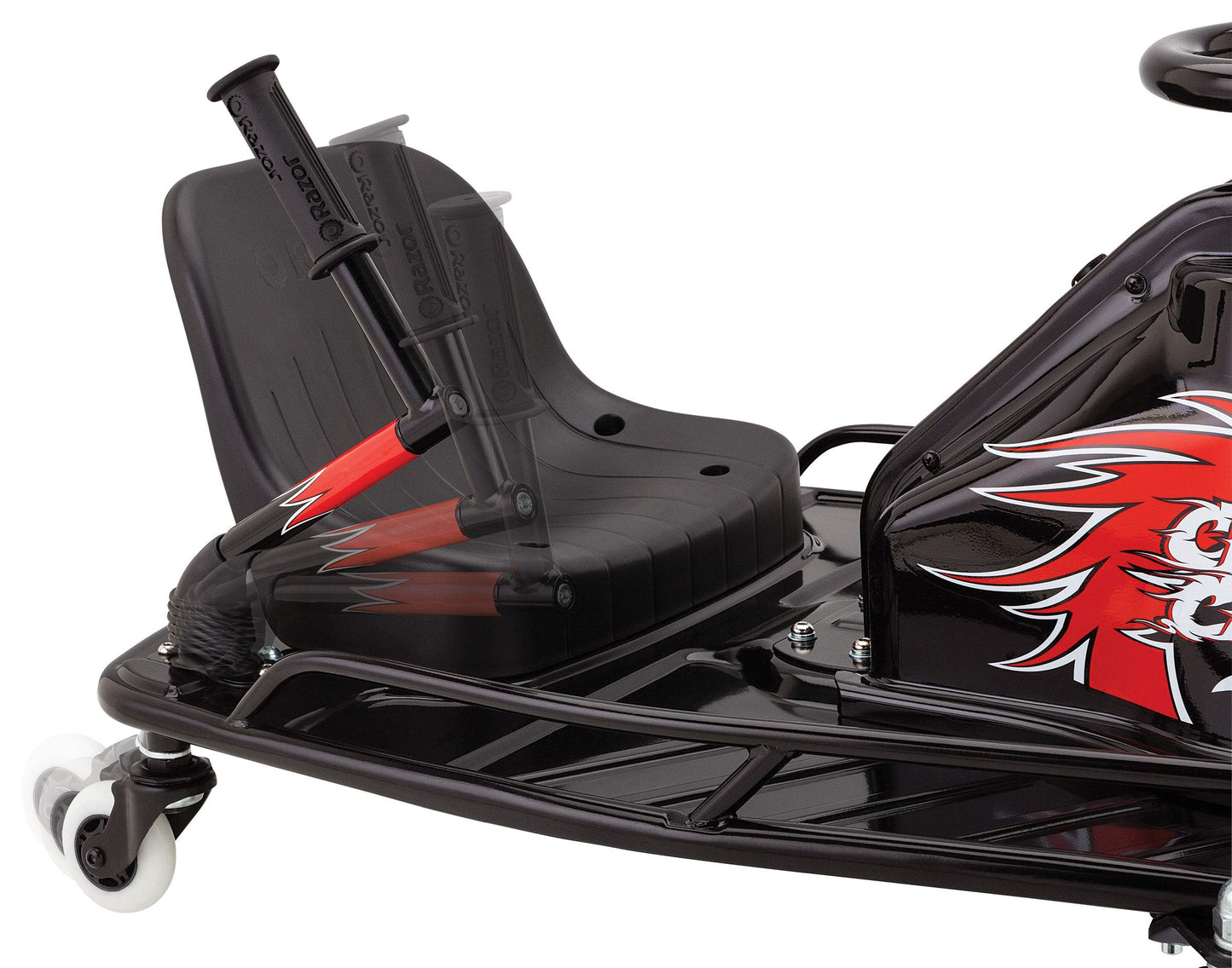 Razor Crazy Cart DLX - 24V Electric Drfting Go Kart - Enhanced Drift Bar, Brodie Knob Steering, Variable Speed, Up to 12 mph,Black/Red
