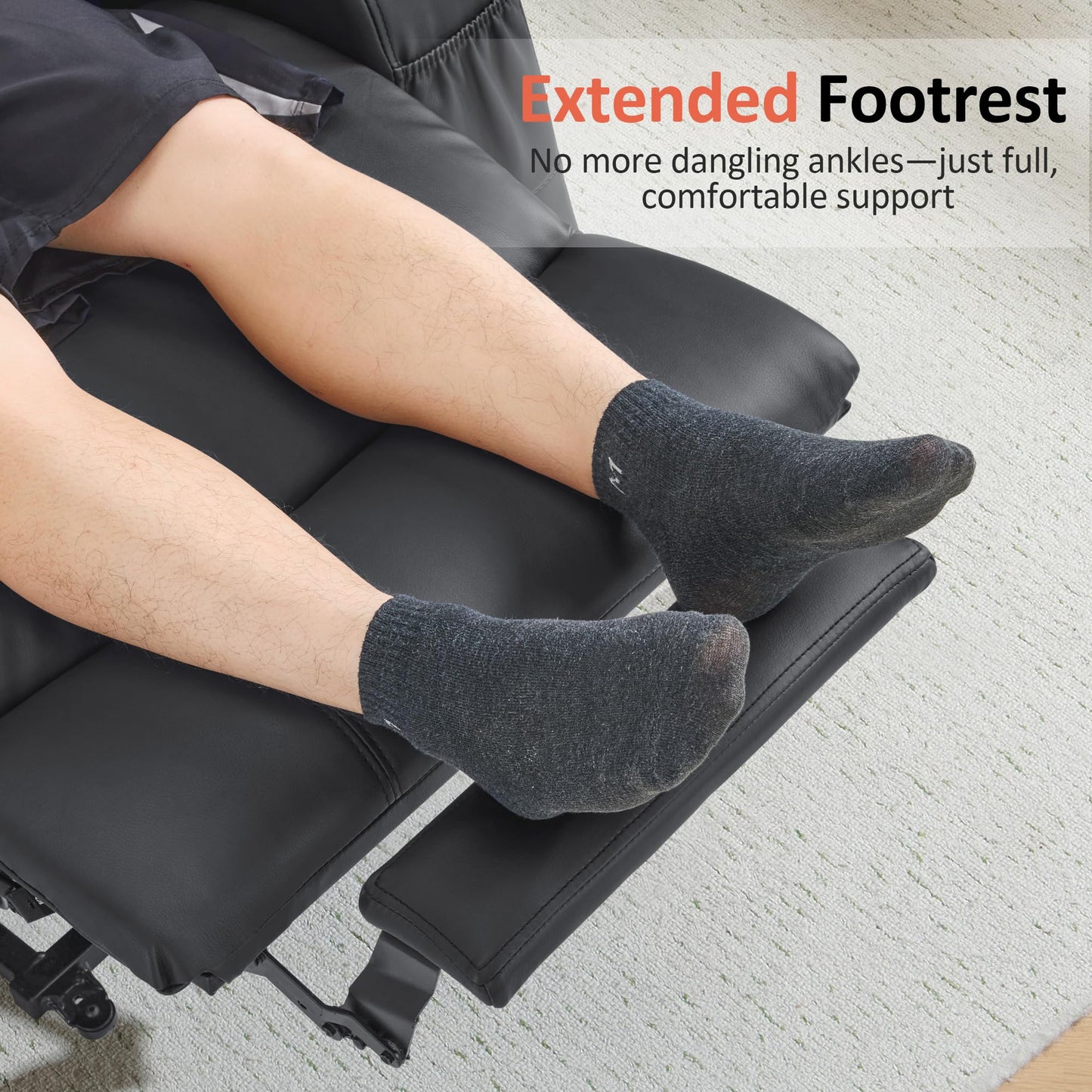 MCombo Power Lift Recliner Chair for Elderly, Lift Chair with Heat and Massage, FSC Certified, USB Ports, Cup Holders, Faux Leather 7040 (Black, Medium)