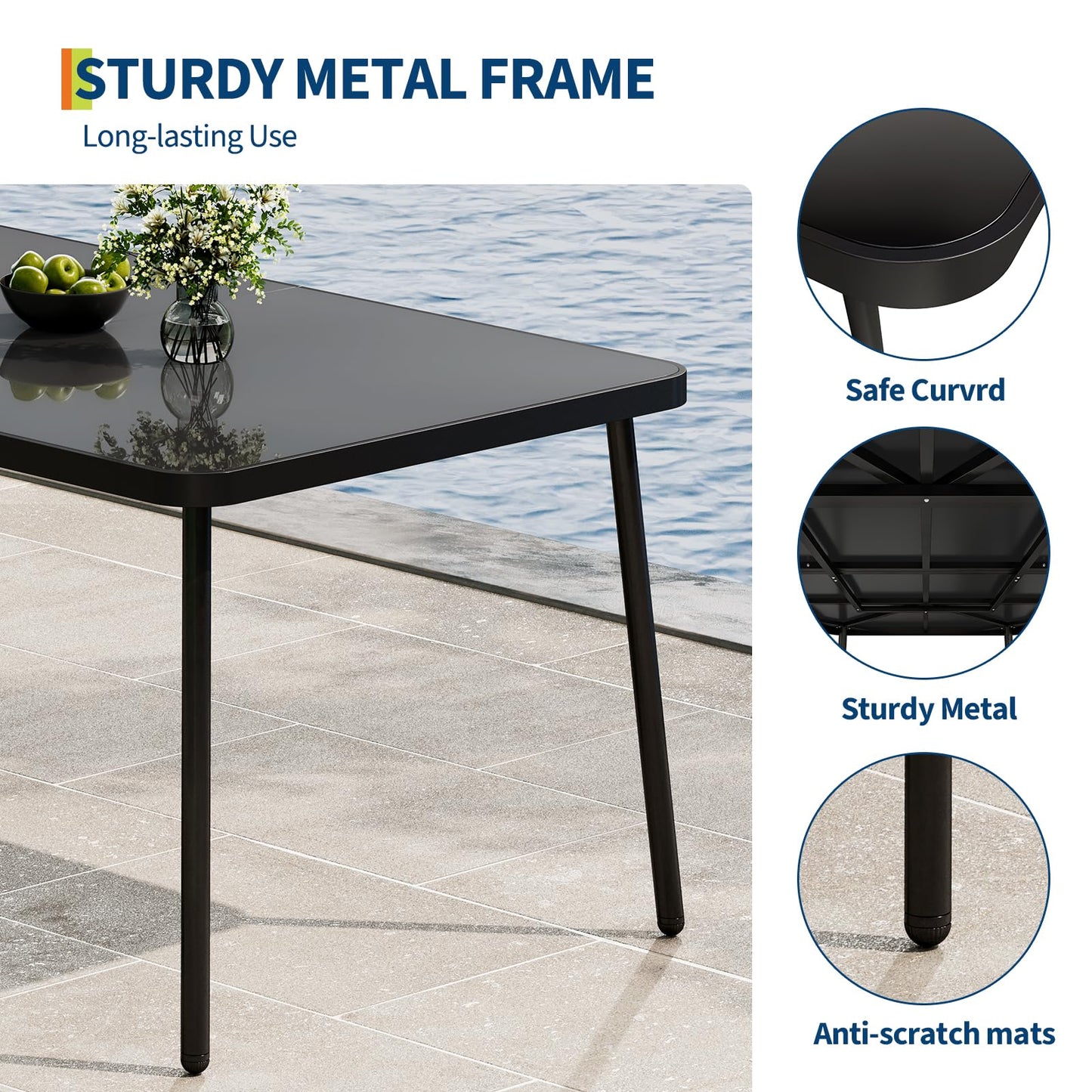 GarveeLife 7 Piece Patio Dining Set, Outdoor All-Weather Wicker Furniture with Table, Patio Conversation Sets with Cushions for Balcony, Garden, Sunroom, Porch