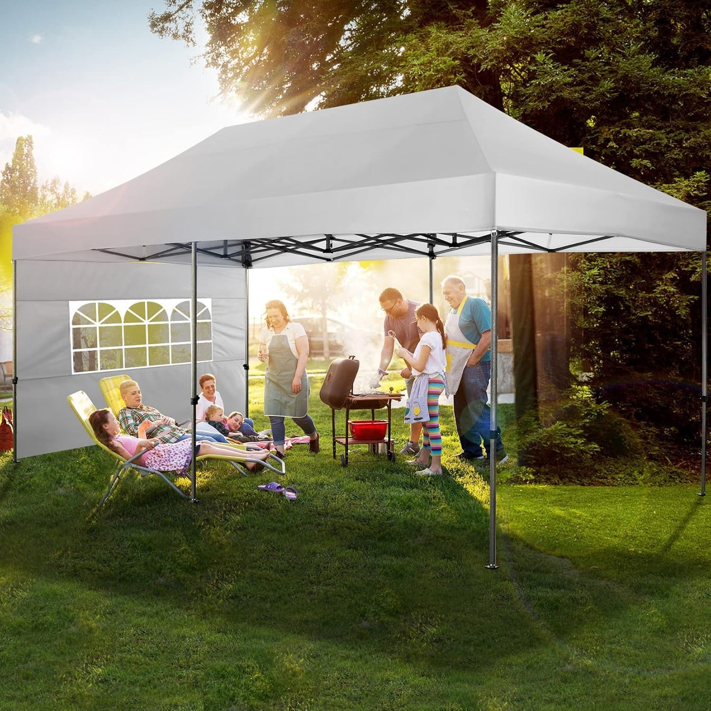 COBIZI 10x20 Pop up Canopy Tent Heavy Duty, Easy Set-up Commercial Outdoor Party Tents, 100% Waterproof Wedding Gazebo, 3 Height Adjustable with Wheeled Bag, White