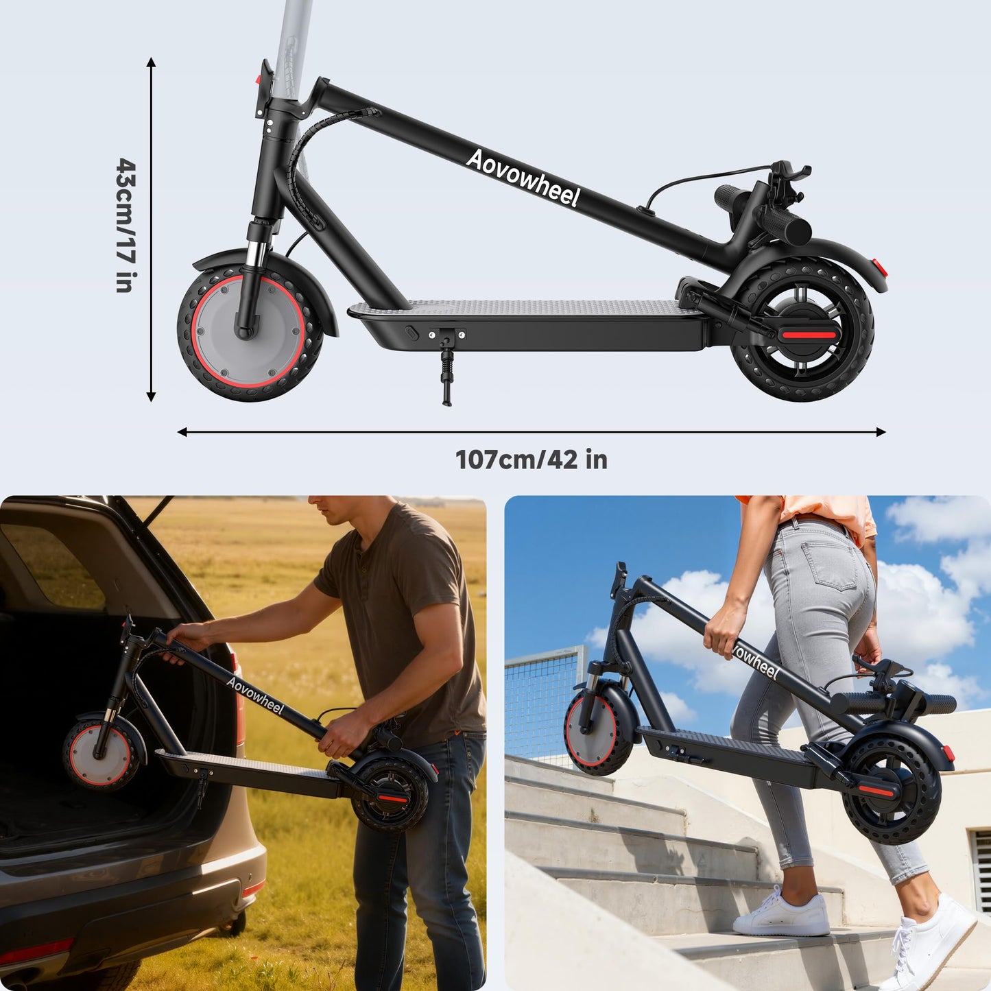 Aovowheel Electric Scooter for Adults, APP, Folding E Scooter with 350W Motor 19 Mph Top Speed, Max 23 Miles Long Range, 8.5''Tires Commuting Scooters with Dual Brakes System