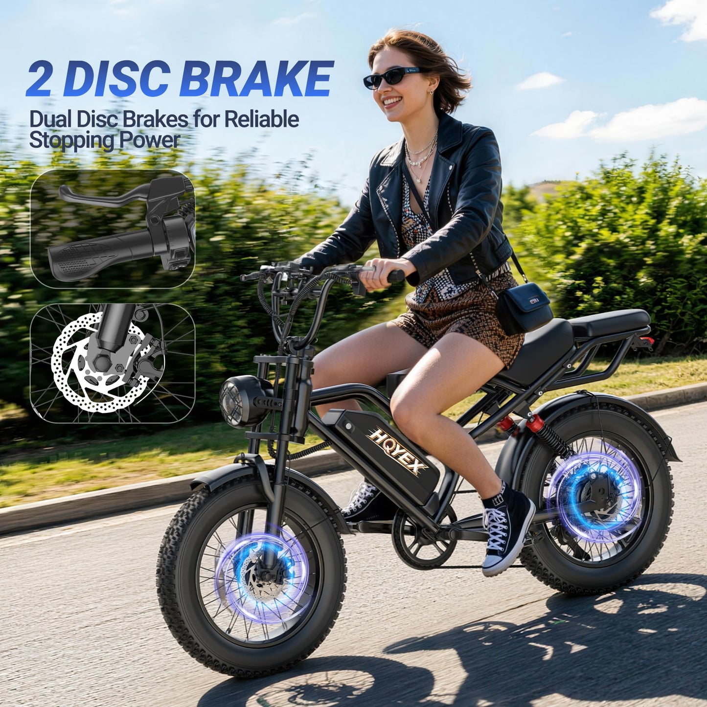 HQYEX Electric Bike for Adults, 1500W Brushless Motor Ebike, 20" Fat Tire Electric Bicycles, 48V 20Ah Battery, 31MPH Top Speed with Dual Suspension E Bikes