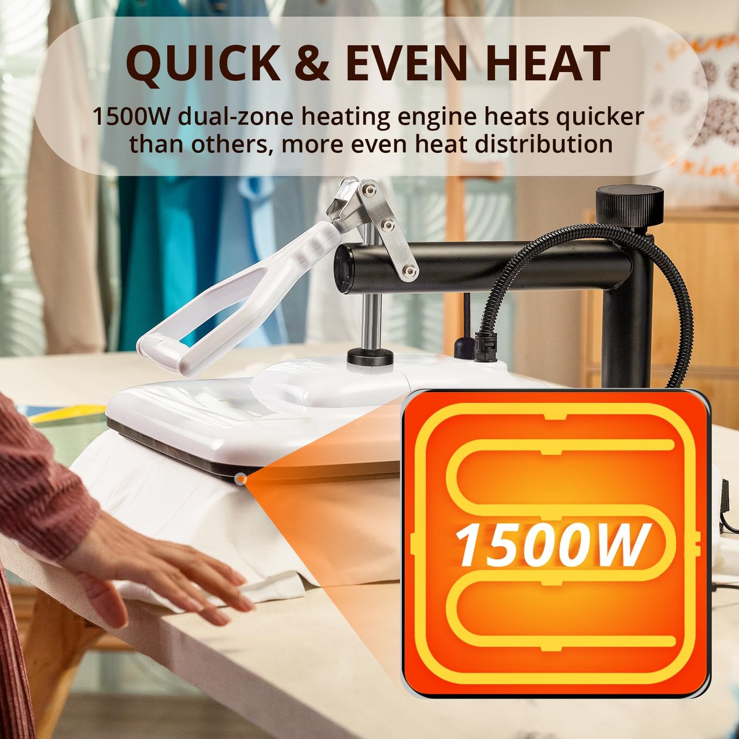 HTVRONT Heat Press Machine for T Shirts - 15x15 Swing Away Shirt Press Machine - Professional Heat Press for Sublimation, Vinyl, Heat Transfer Projects, Heats Up Fast & Distribute Heat Evenly (White)