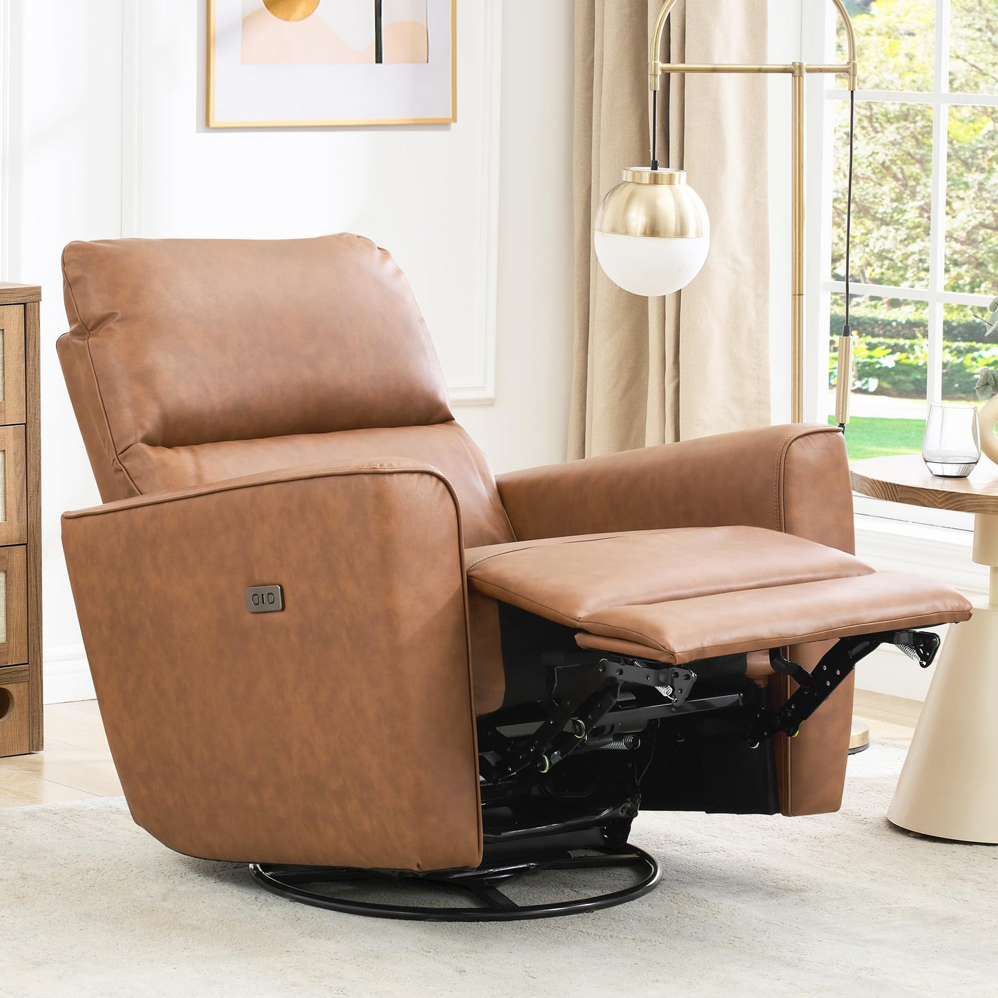 Garvee Power Swivel Glider Recliner Chair with USB Port & Lumbar Support – Effortless Rocking, Recline & Comfort for Living Room, Nursery & Home Theater