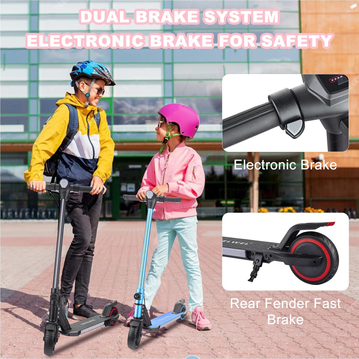 Electric Scooter for Kids Ages 6-14, 150W Motor, 4/7/11 Mph, 60 mins Ride Time, Adjustable Speed, LED Display, Colorful Lights, Electronic Brake, Foldable Kids Electric Scooter ，UL2272 Certified(Blue)