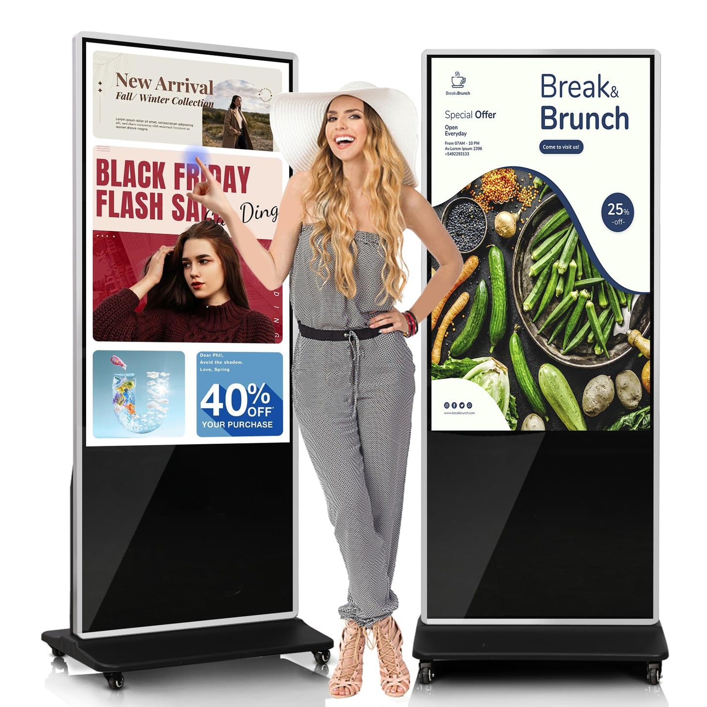 KEINONE 55" Touch Digital Signage Display Kiosk Floor Stand Advertising