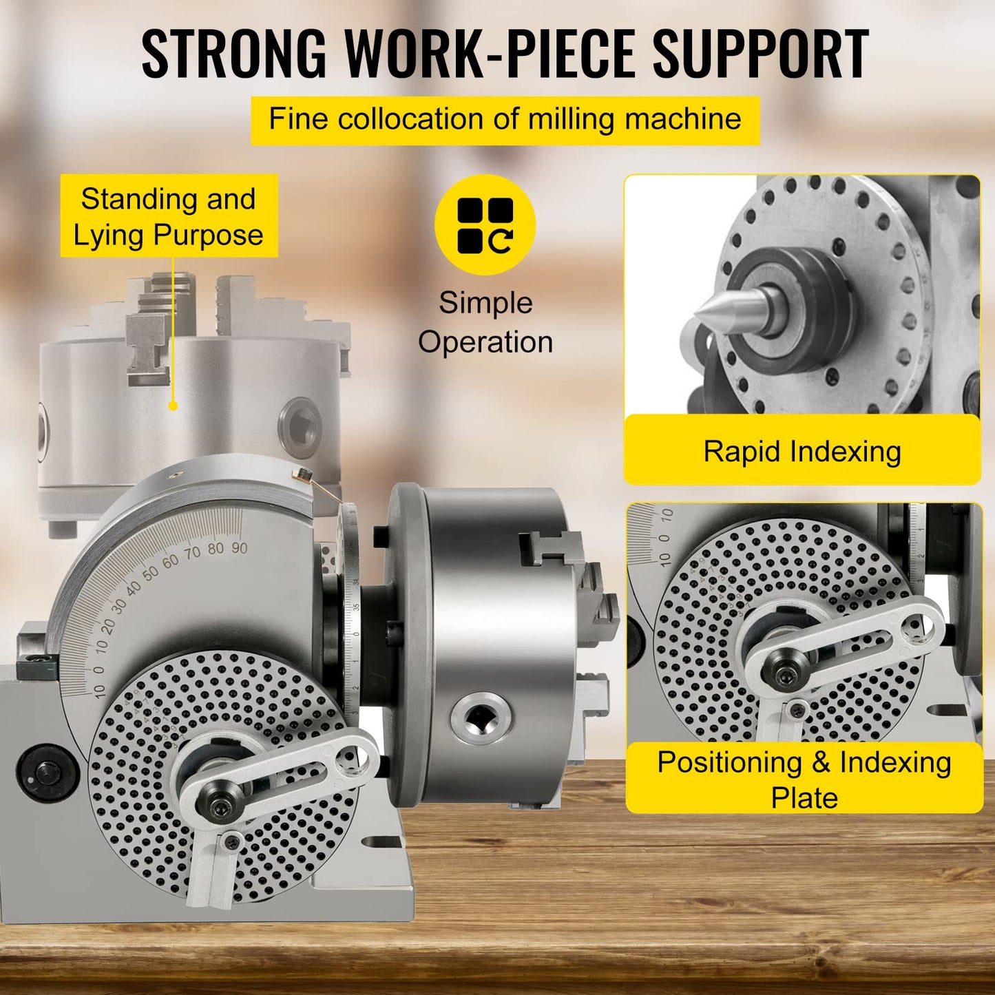Vevor Dividing Head BS-1 Dividing Head Set 6" 3-jaw Chuck Semi Universal Milling Set with 6" Chuck+Tailstock+Dividing Plates for Milling Grinding Drilling Machine - Amazon.com