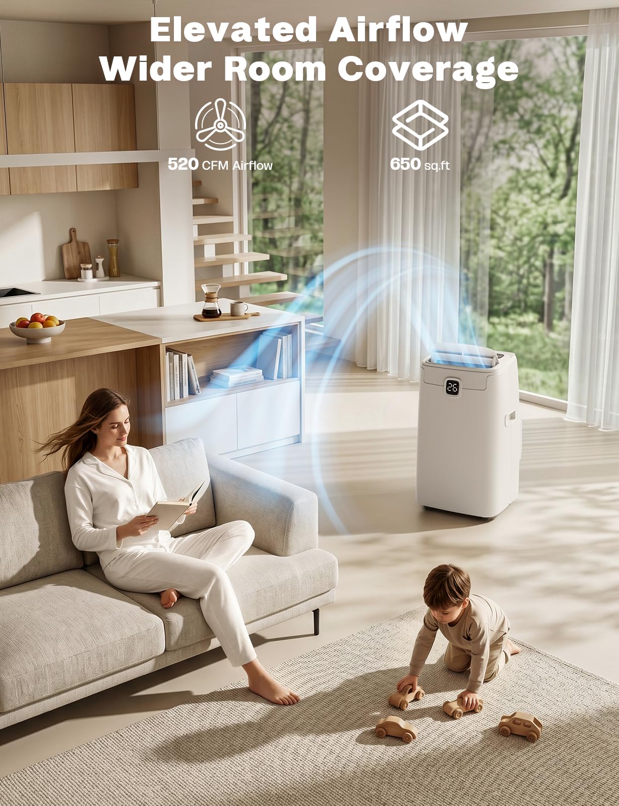 Portable Air Conditioners, 14,000 BTU Portable AC Unit for Room up to 650 Sq. Ft, 3 in 1 Small AC Unit with 24H Timer Smart Sleep Mode, Smart Stand up Air Conditioner for Bedroom Kitchen Garage