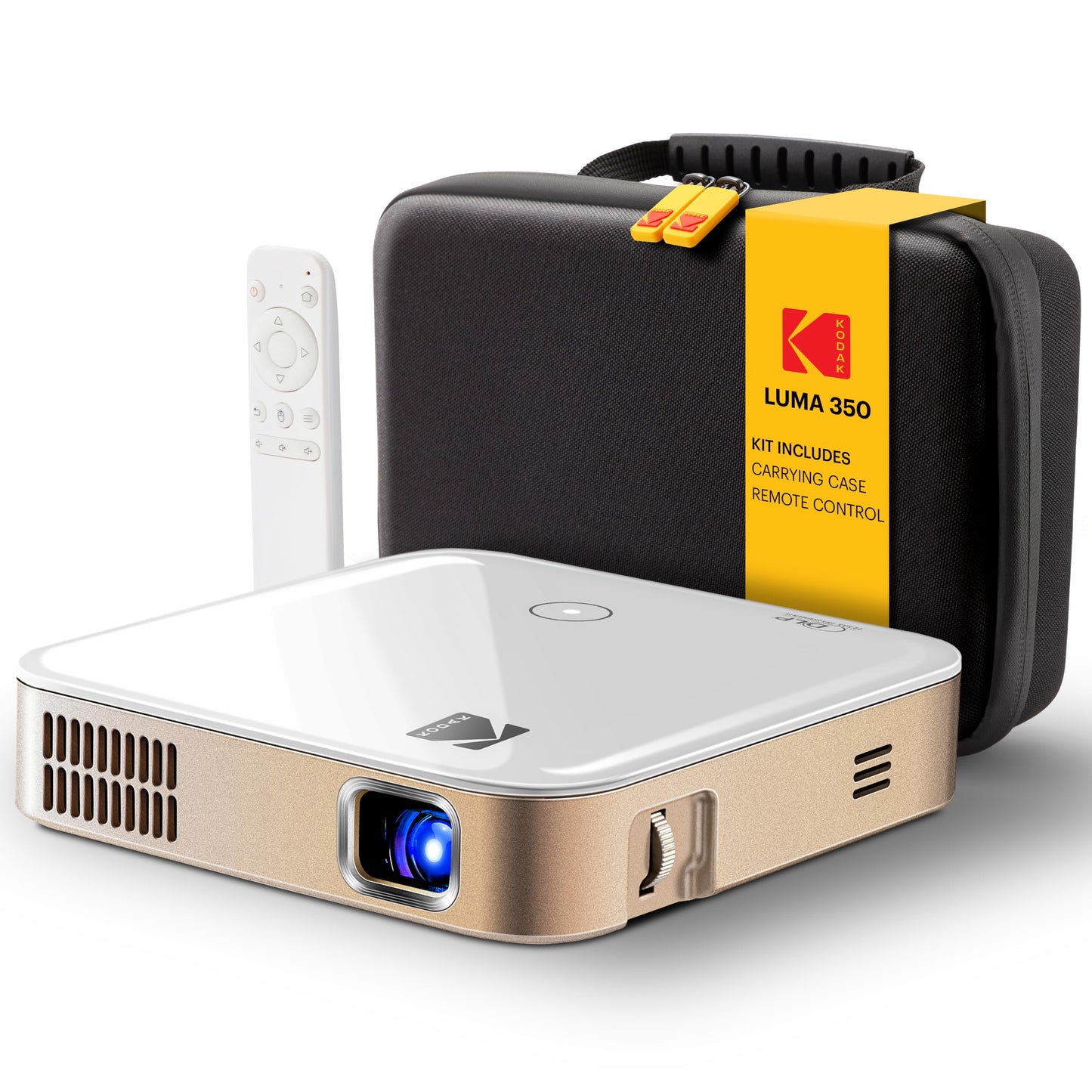 KODAK Luma 350 Smart Pico Mini Portable Projector - White - Android OS Streaming Movie Projector - 150-Inch Auto Keystone Home Theater Display - Battery Powered with Wi-Fi & Bluetooth Casting