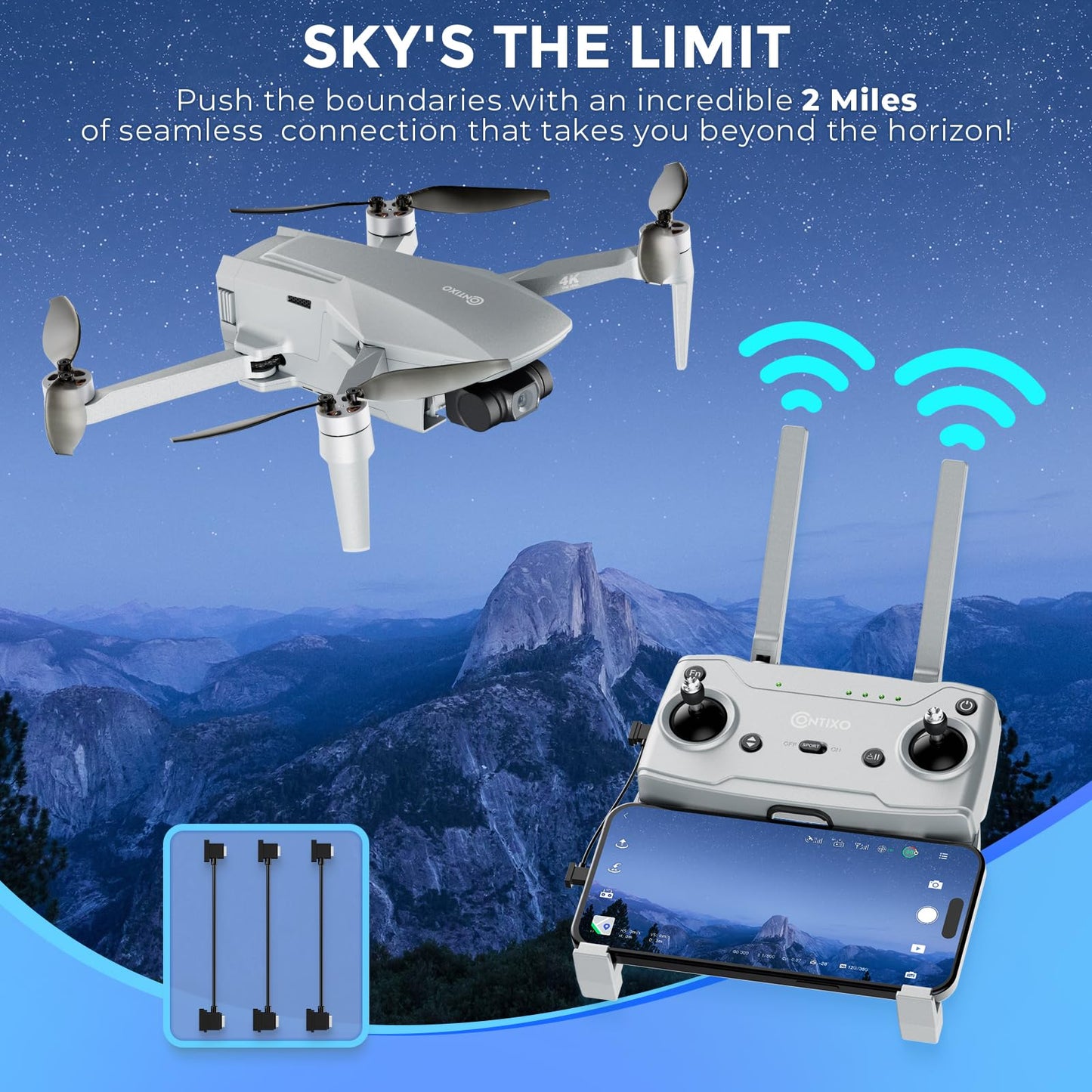 Contixo F36 GPS Drone with 4K Camera, 3-Axis Gimbal Stabilizer, 2 Miles Long Range, 25 Min Flight, Optical Flow, Brushless Motors, Follow Me, One Key Return FPV Drones, No FAA Registration Needed