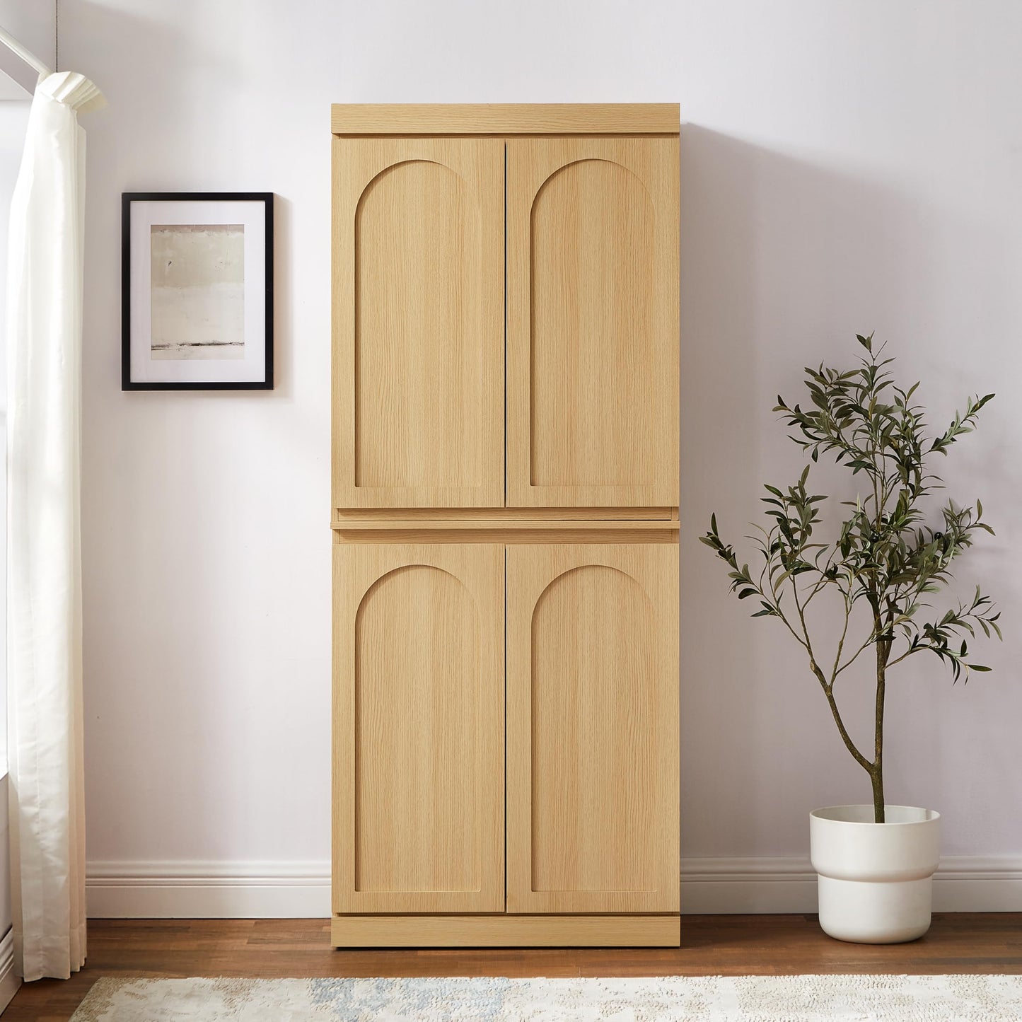 Crosley Furniture Marco Tall Modern Kitchen Pantry Storage Cabinet with Shelves, Dining, Laundry Room, Bathroom, Ash