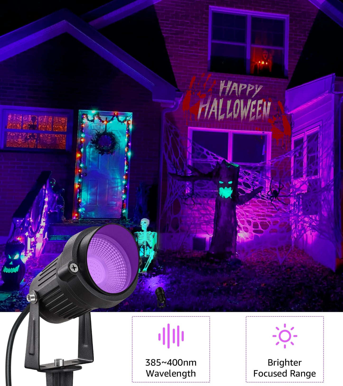 SUNVIE LED Black Light Spotlight 10W Waterproof for Glow Parties, 1 Pack, Black, Model CHZS1001