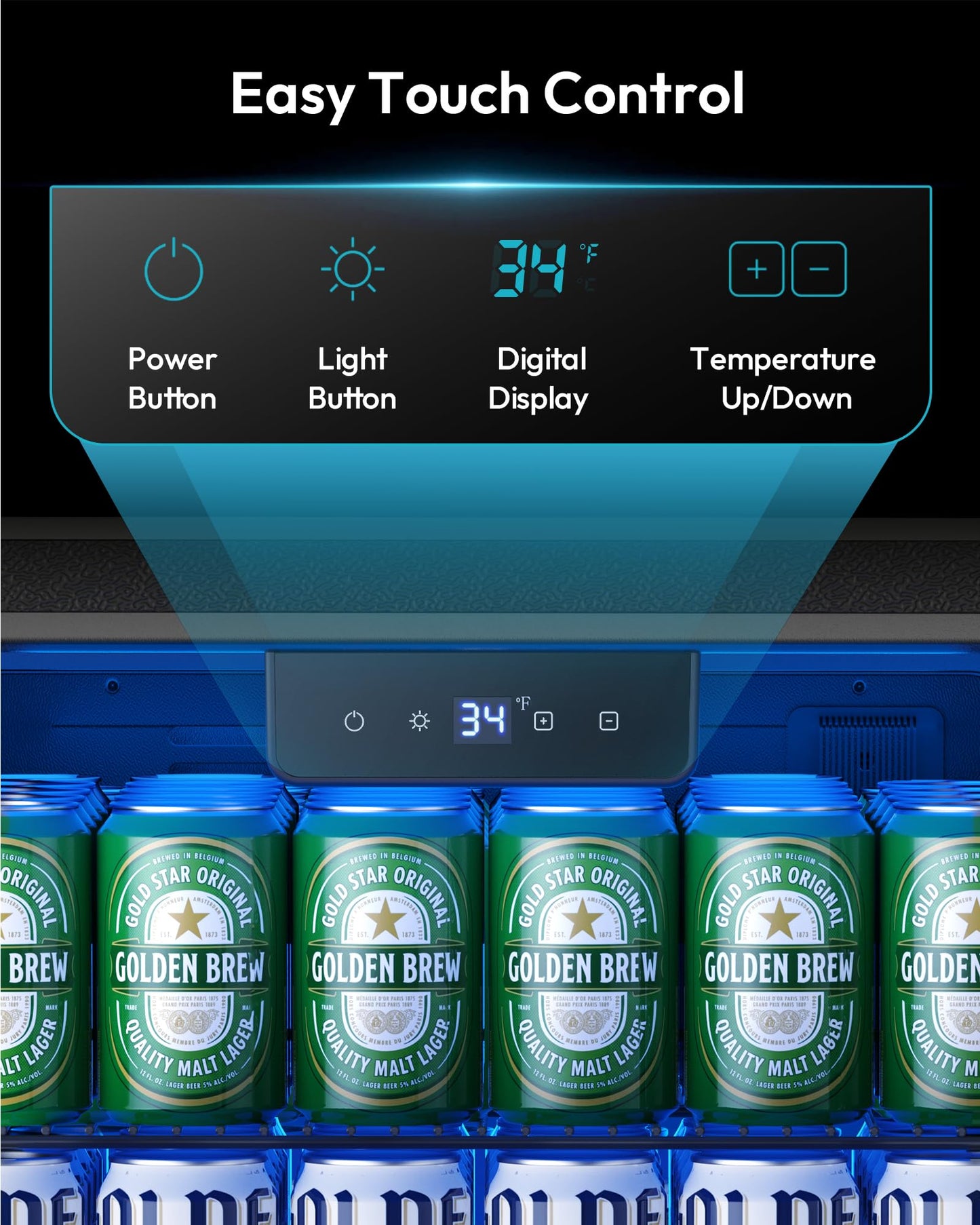 EUHOMY Mini Fridge 130 Can Beverage Refrigerator Cooler Glass Door for Soda Wine Beer, Beverage Cooler for Home, Bar, Office with Digital Temperature Control Adjustable Shelves, 3.2 Cu.Ft, Silver