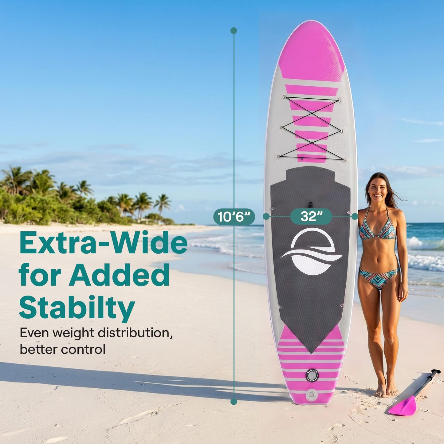 SereneLife Inflatable Stand Up Paddle Board - Wide Stable Design, Non-Slip Deck for Adults & Youth with Premium Paddle Board Accessories: Carry Bag, Dual Action Pump, Paddle, Ankle Leash - 10'6"