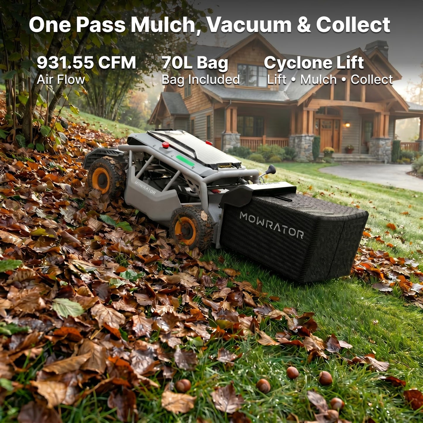 Mowrator S1 4WD 18Ah Remote Control Lawn Mower, All-Season Yard Care, 75% (37°) Slope Climbing, 21" Cutting Width, 1.5–4.3" Adjustable Cutting Height, Up to 1.12 Acres