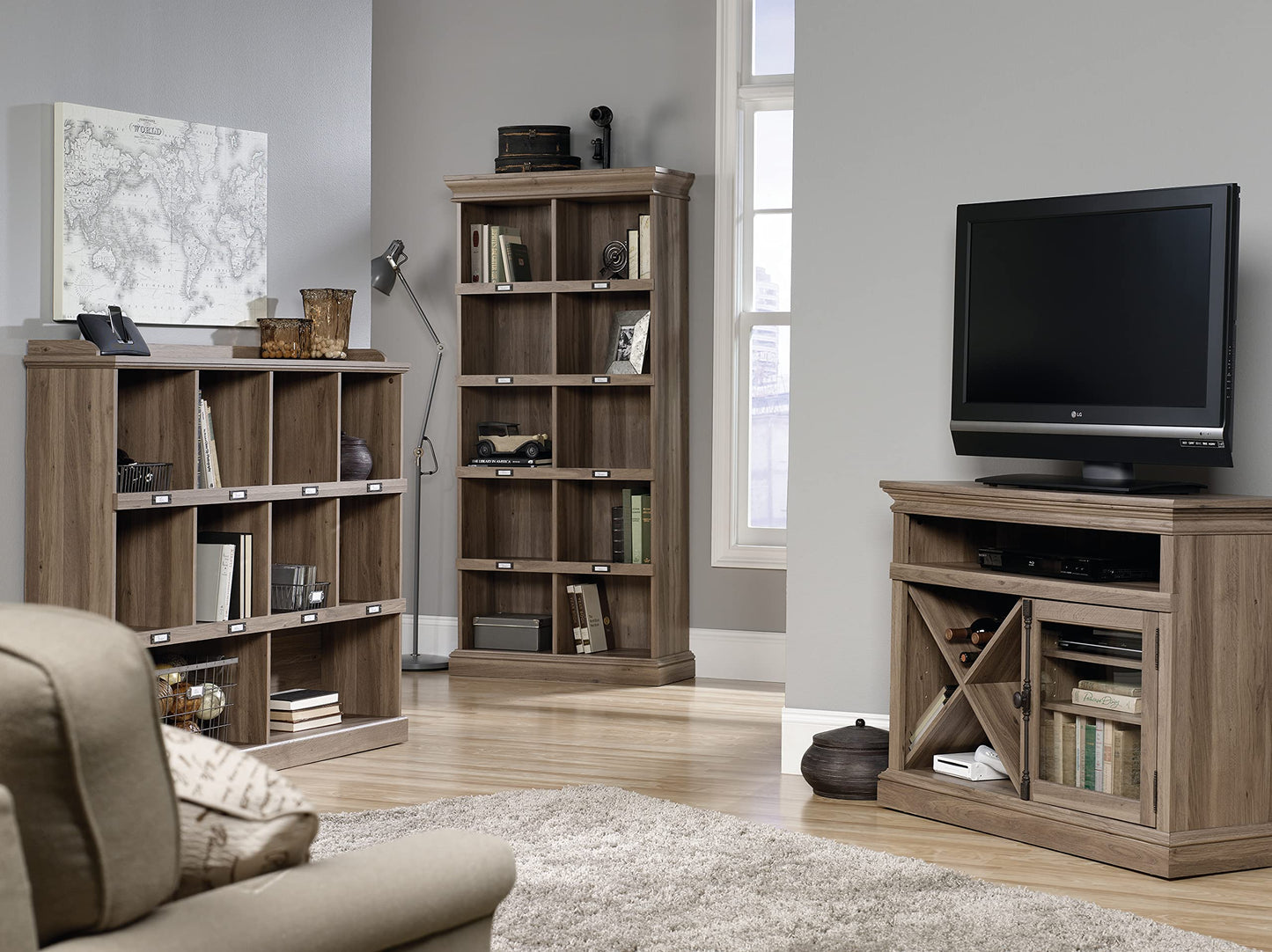 Sauder Barrister Lane Cubby Bookcase, Stylish Organization Furniture, cubby bookcase, Cube Storage