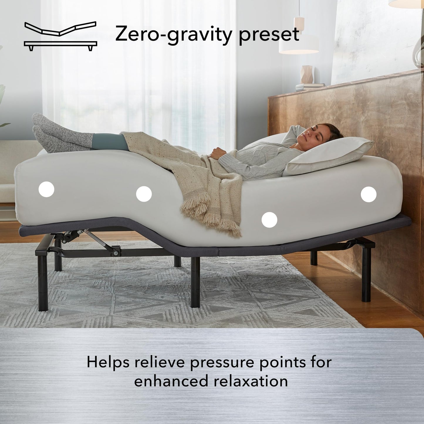 Beautyrest baselogic Level 2 Adjustable Base Bed Frame - Queen - Head and Foot Adjustability, Wireless Remote, Zero-Gravity Preset, and Foldable for Convenient Mobility and Storage
