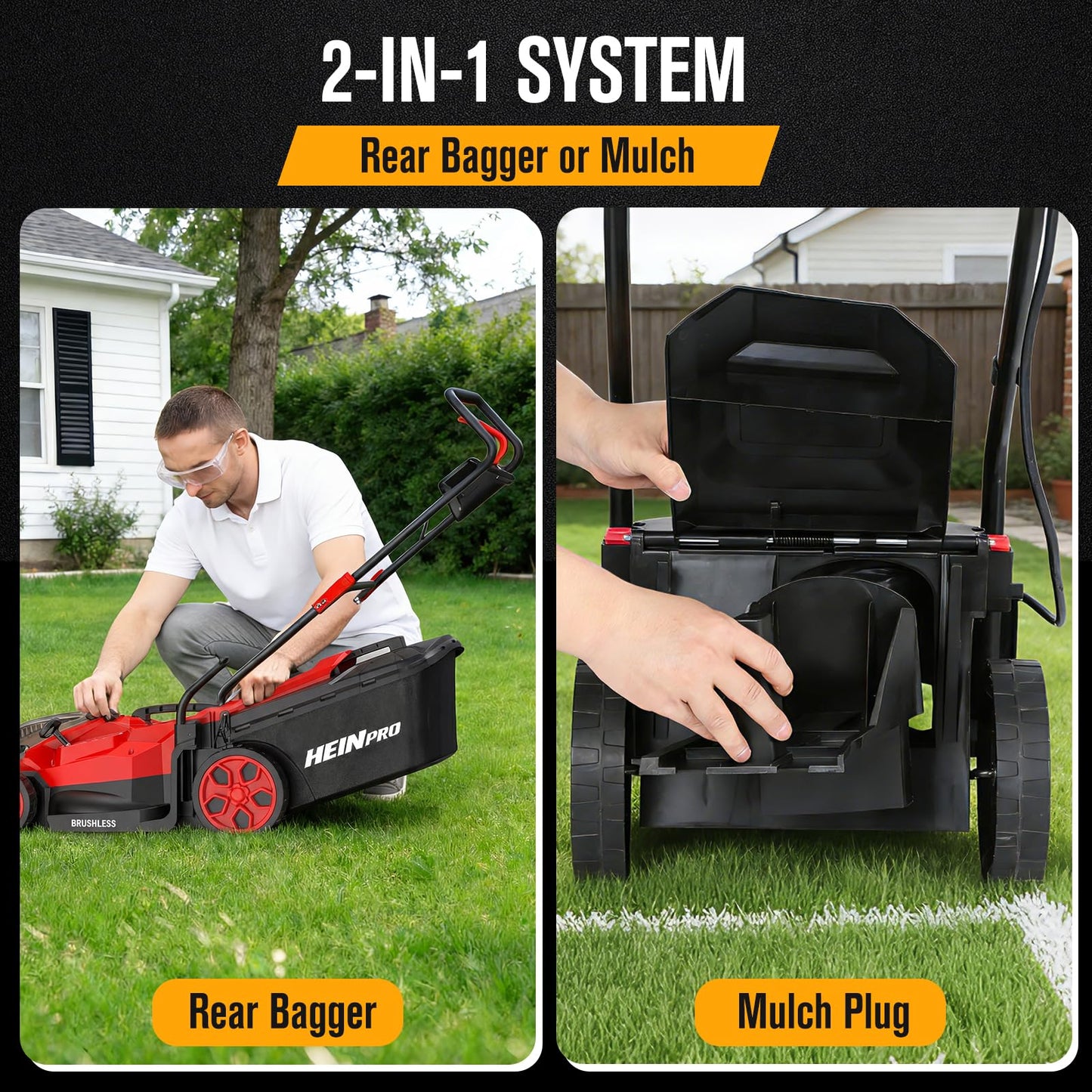 HEINPRO 14" Cordless Lawn Mower Compatible with Milwaukee M18 Battery