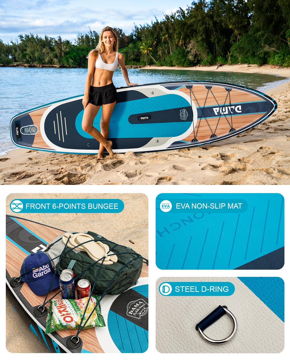 DAMA 11'*34"*6" Stand Up Paddle Board, Inflatable Paddle Board,Inflatable Paddle Boards for Adults w/a Wide, Smooth and Non Slip Deck, Versatile Styles, Suitable for Adults and Teenagers,Blue.
