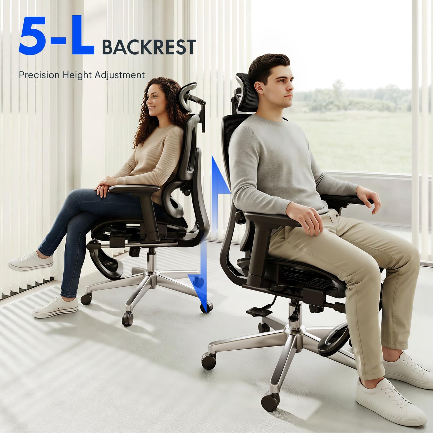 FLEXISPOT ErgoX Premium Ergonomic Office Chair with Footrest- Adjustable 3D Armrests, Dynamic Lumbar Support, Recline & Tilt Function, Mesh Seat, for Home & Office Use,Light Grey Foam