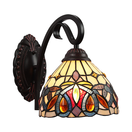 Chloe Lighting Victorian Tiffany-Style Wall Sconce, 1 Light, Dark Bronze, 8in Wide, Multicolor, Model CH3T353BV08-WS1