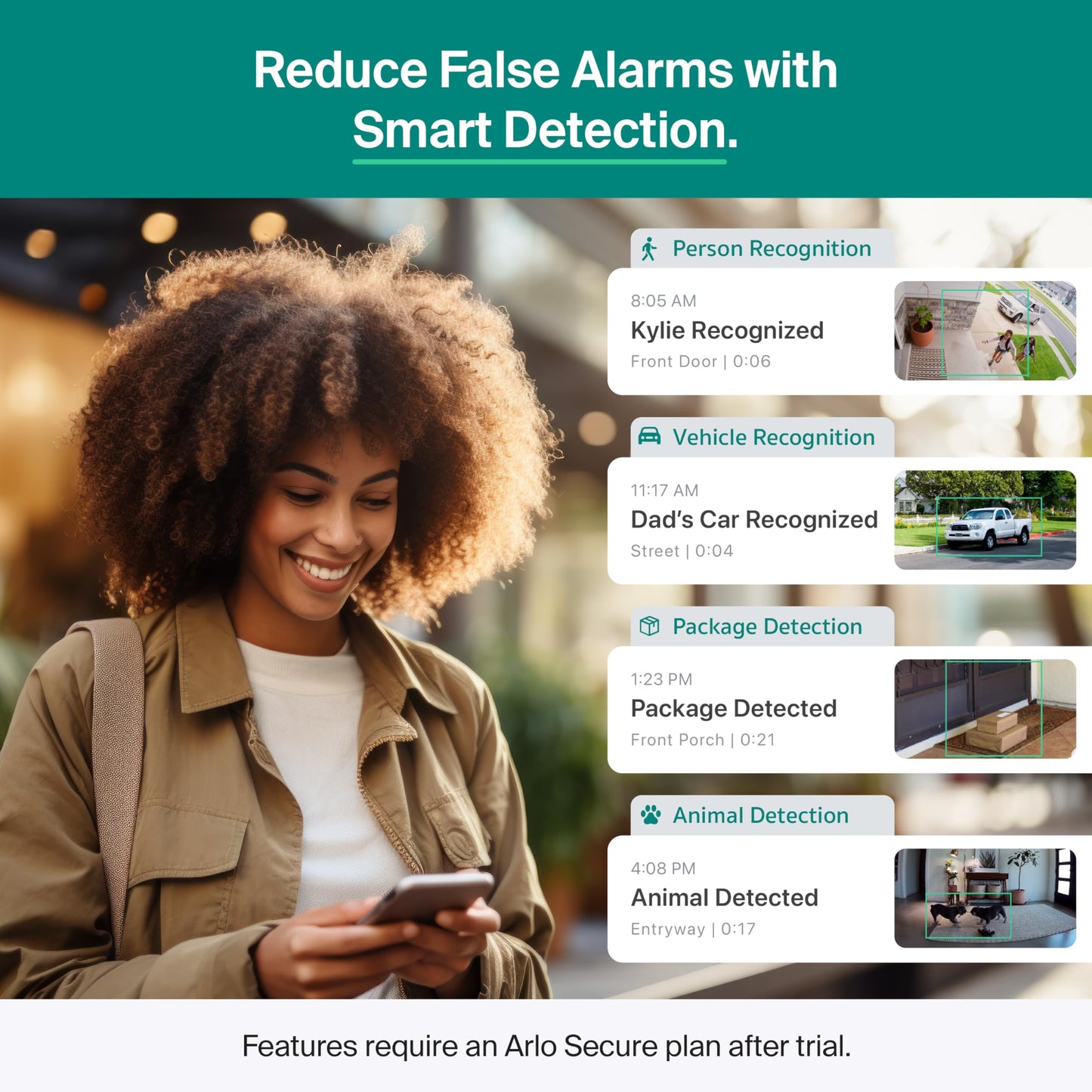 Arlo Essential Security Camera 2K (3rd Gen, 2025 Release) 5 Cam + 6 Months of Secure Plus Plan - Wireless Outdoor Camera, Battery Power, Person Recognition, Package Detection, Animated Preview, White