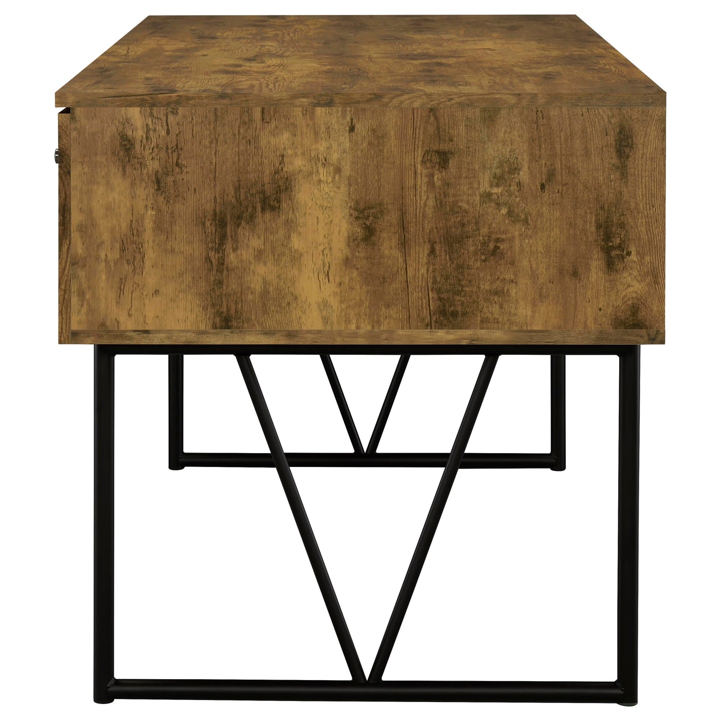 Coaster Home Furnishings Analiese Rustic 63-Inch 4-Drawer Home Office Computer Writing Desk Study Table with Storage Engineered Eco-Friendly Wood Look Laminate Sturdy Steel Base Rustic Nutmeg 800999