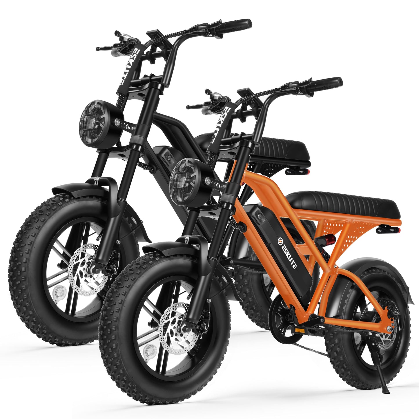 ESKUTE V100 Electric Bike for Adults, Electric Dirt Bike 1500W Peak Motor, All Terrain Dual Suspension E Bike 20+MPH Top Speed, Ebike Up to 60 Miles Range, 16" Fat Tire, 48V13Ah Battery, 7-Speed,BKOR