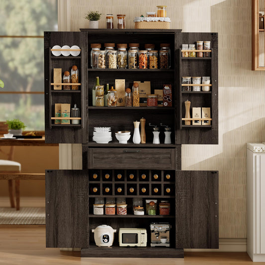 Ball & Cast Farmhouse Kitchen Pantry Cabinet, Brown, 71 Inch