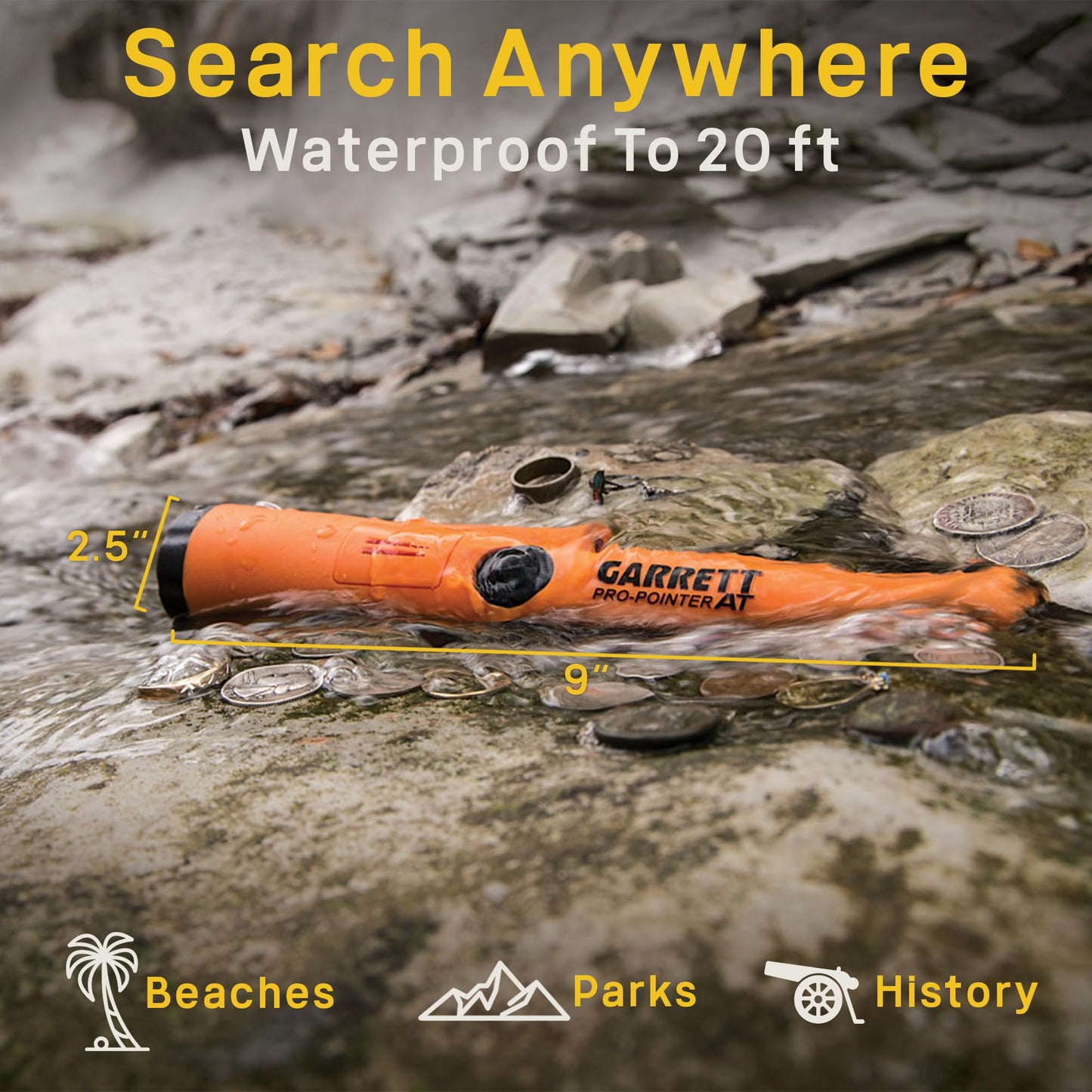 Garrett ACE 400 Metal Detector Bundle – Made in the USA - Digital Target ID, Iron Audio, Adjustable Frequency, Includes Pro-Pointer AT, Finders Box, & Searchcoil Cover