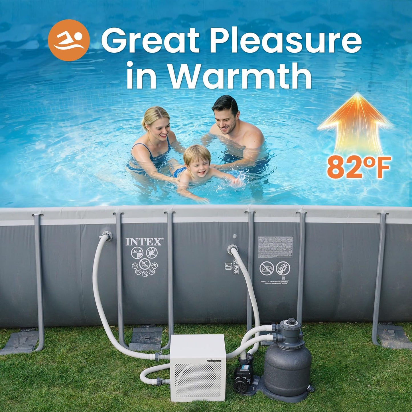 Vidapool 18,000 BTU Swimming Pool Heater 7.5 COP Electric Pool Heat Pump for Above Ground and Inground Pools Heating and Cooling Smart WiFi Control Pools Up to,6500 Gallons