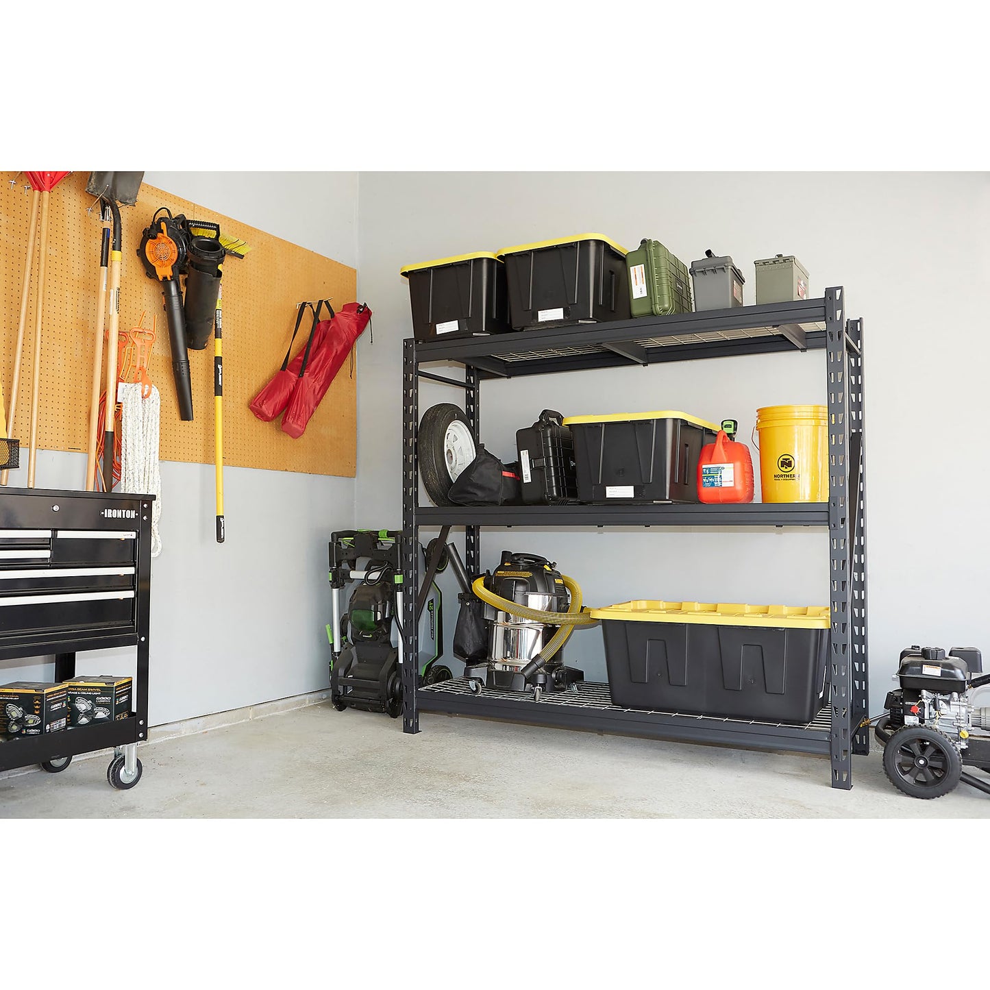 Ironton Industrial Shelving Rack, 3 Storage Shelves Steel Construction 3-Tier Rack with 2000-Lb Load Capacity Per Shelf, Garage Storage Rack