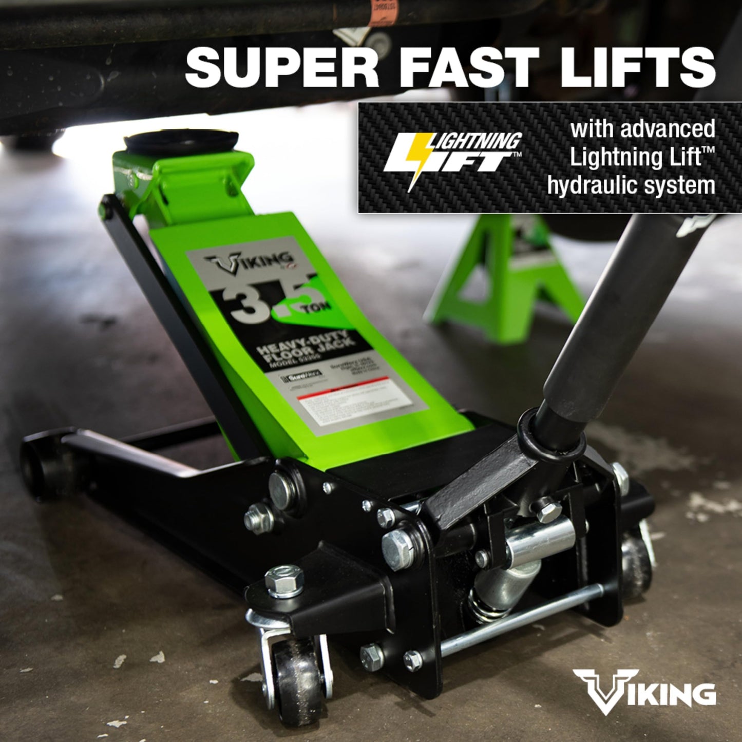 AFF Viking 3.5 Ton Floor Jack - Low Profile Car Jack with Lightning Lift Hydraulic - Heavy Duty