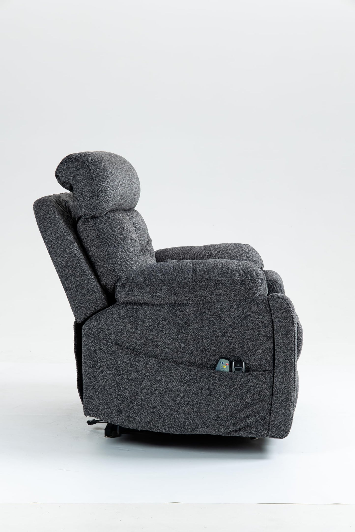 GDFStudio Oversized Power Lift Recliner Chair with 4 OKIN Motors Heat and Massage Lay Flat Electric Reclining Sofa Chair with Cup Holders Side Pockets Dual Remote Controls, Grey
