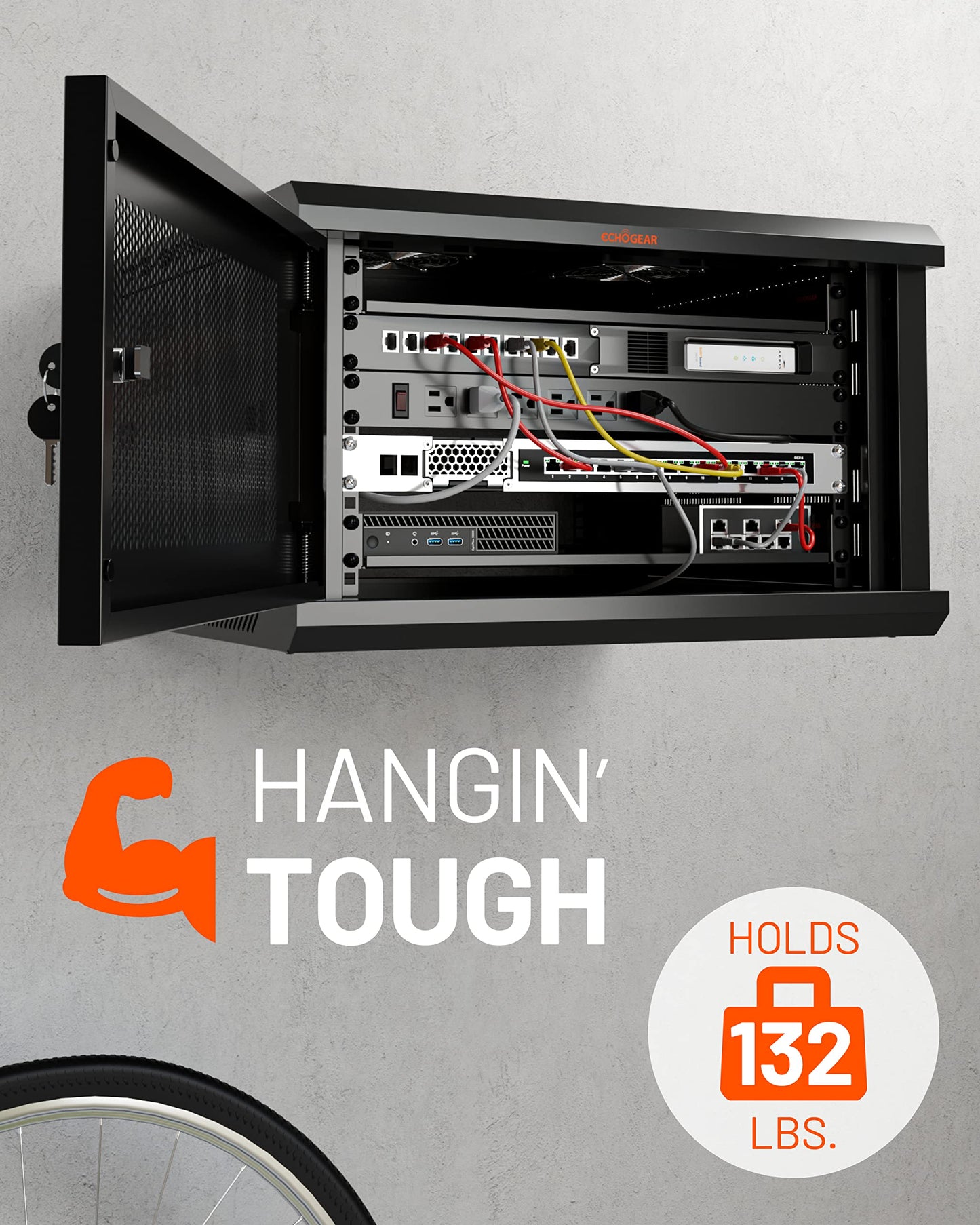 ECHOGEAR 6U Network Rack w/Enclosed Design, Easy Install, 600mm Depth
