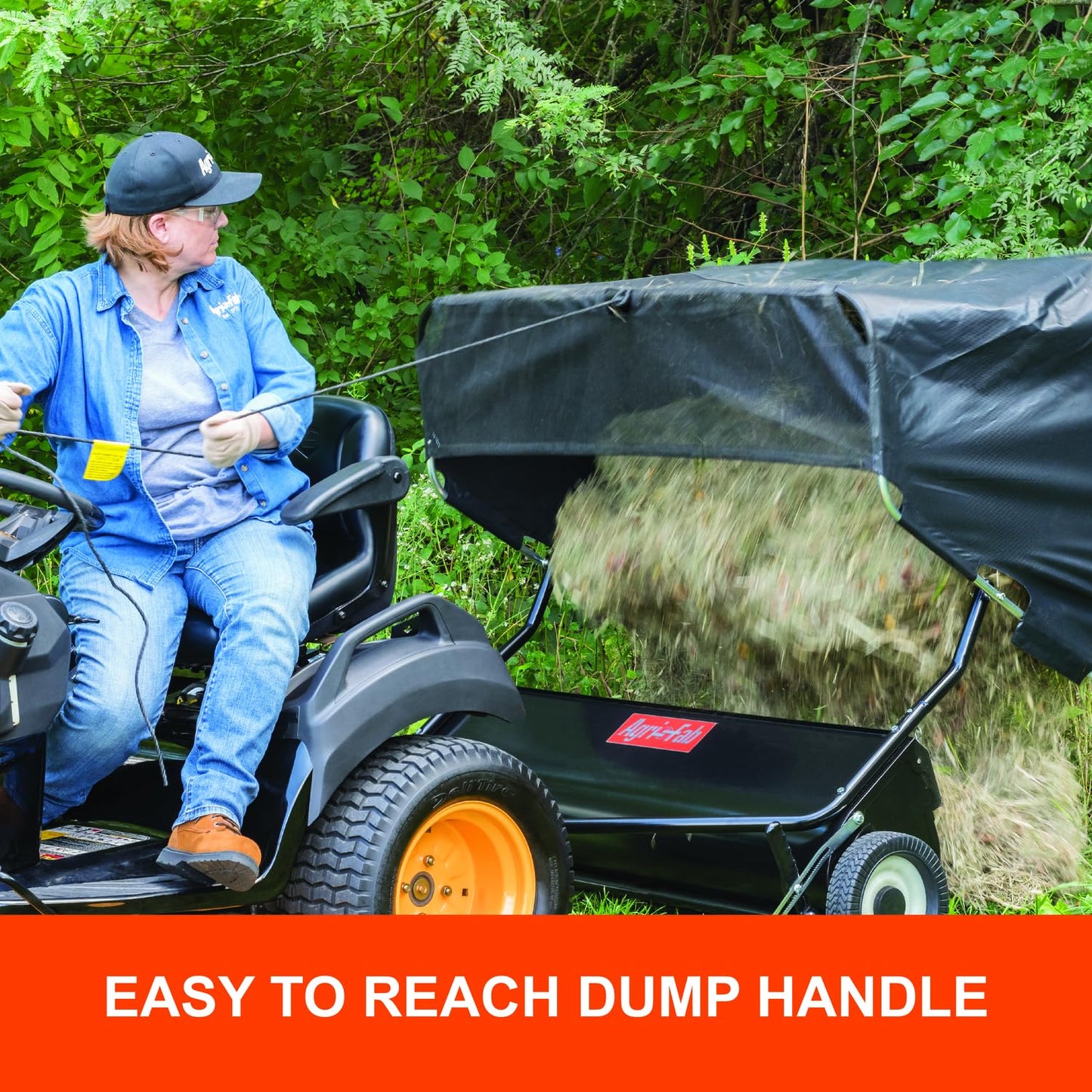 Agri-Fab Heavy Duty Tow Behind Lawn Sweeper, 50 in Working Width with 26 Cu Ft Hopper and Adjustable Brush Height