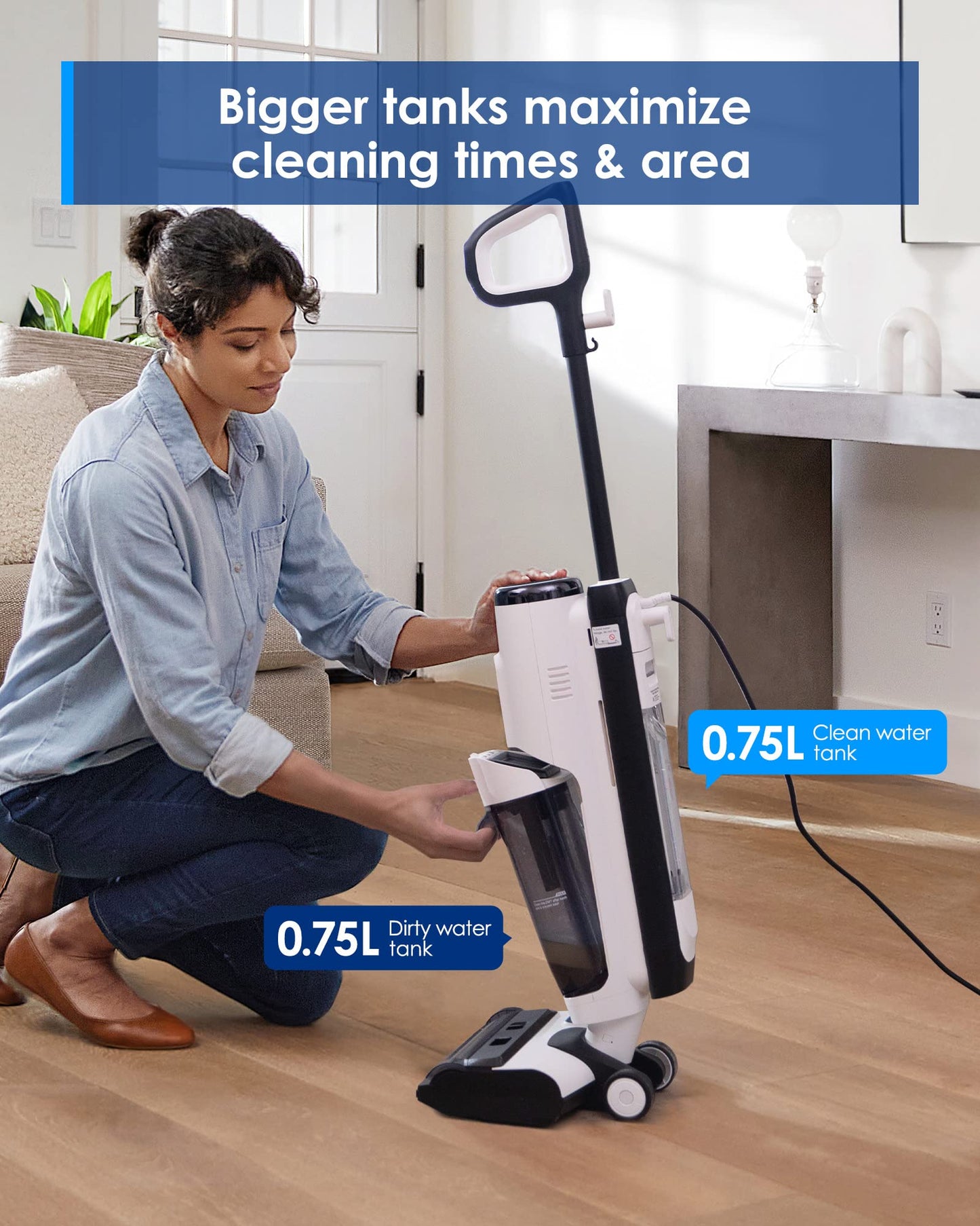 Tineco Corded Wet Dry Vacuum Steam Mop All-in-one, Hardwood Floor Cleaner Great for Sticky Messes, Floor ONE S5 Steam Smart for Hard Floors with Digital Display and Long Run Time