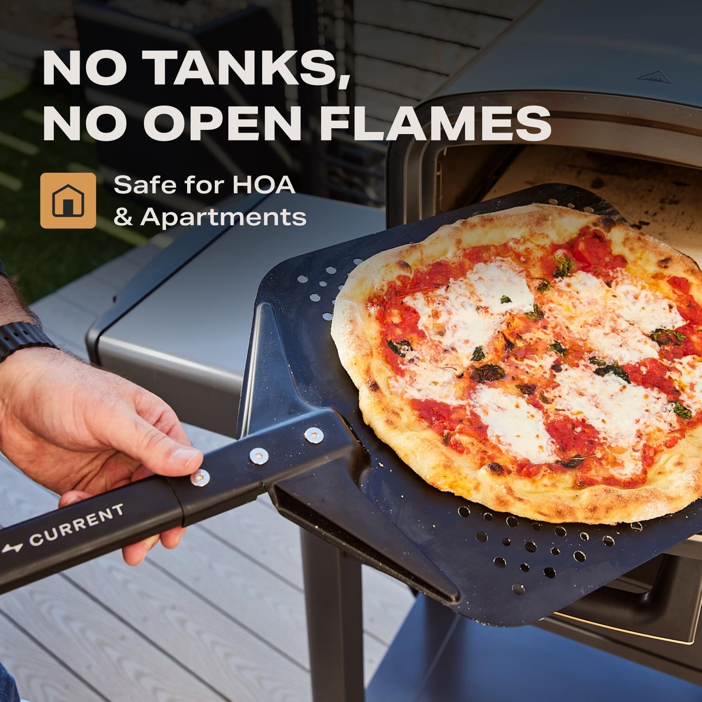 Current® Model P Electric Pizza Oven Indoor & Outdoor, 850°F Countertop Oven, No Turning Required, Perfect Pizza Every Time, Smart App Control, 12-Inch Pizza Stone Included, Slate