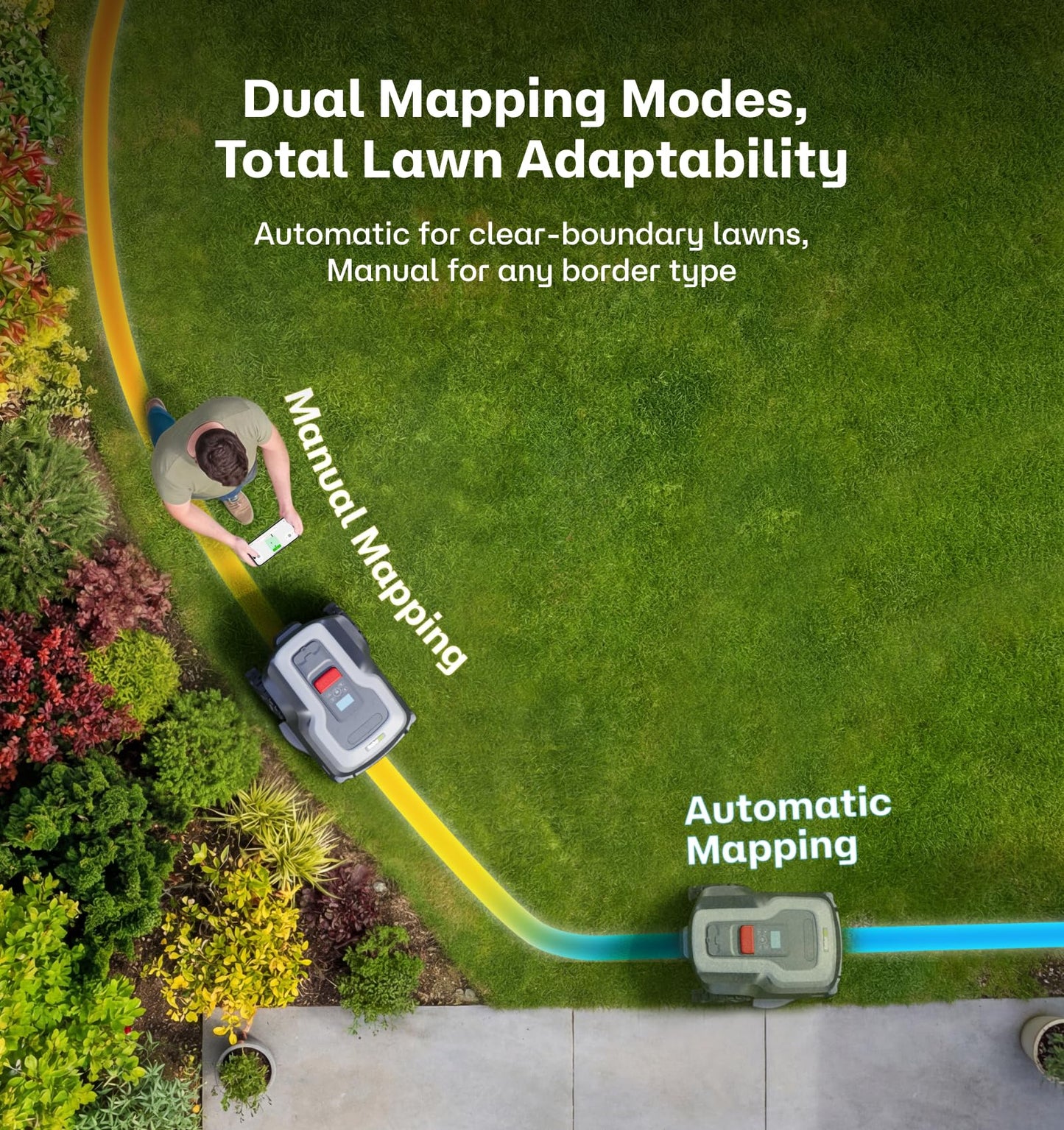 RoboUP T1200Pro Robot Lawn Mower, RTK+Vision Wire-Free Automatic Robotic Mower for 0.37 Acre, AI Obstacle Avoidance, 1.18"-2.36" Adjustable Cutting Height, Unlimited Multi-Zone Mowing Robotic Mower