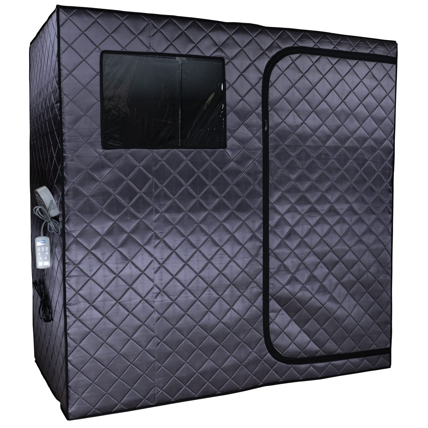 Durasage Portable Full Size Infrared Sauna for at Home Ultra Low EMF Infrared Panels LED Lighting, Heating Foot Pad, Ceramic Heat Fan (2-Person), Gray, Updated Version