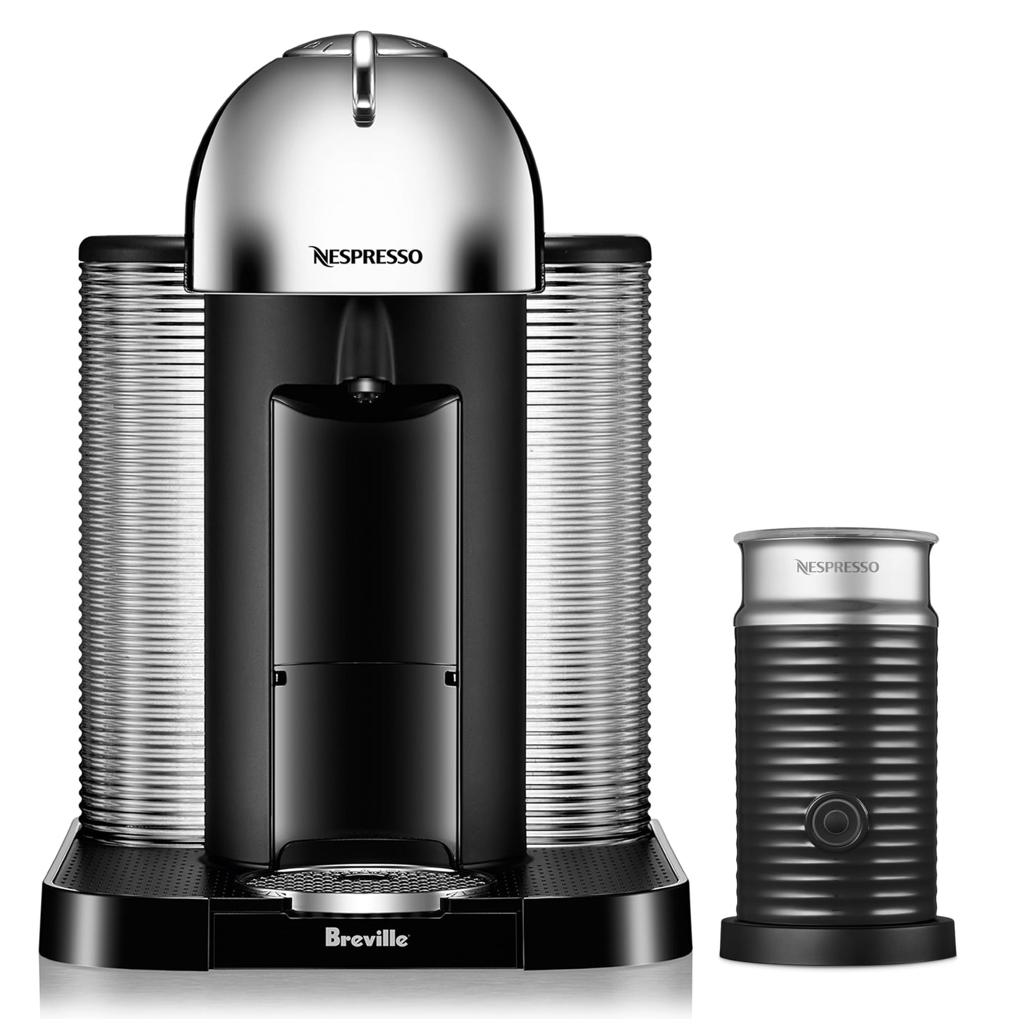 Nespresso Vertuo Coffee and Espresso Maker by Breville, Chrome with Aeroccino Milk Frother
