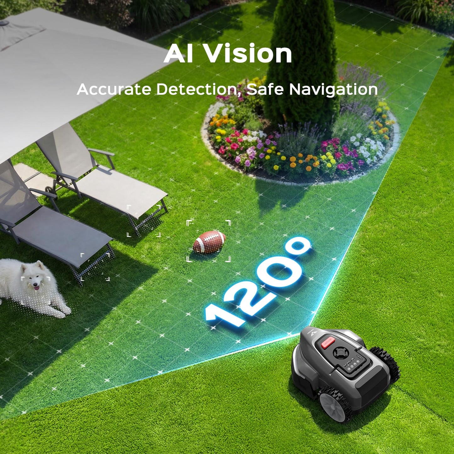 LEBOSBO V3 Robotic Lawn Mower with AI Vision Obstacle Avoidance, Smart APP Control, Low-Noise Operation, Adjustable Cutting Height, No-Go Zones, Ideal Robot Lawn Mower for Lawns Up to 1600 Sq.Ft