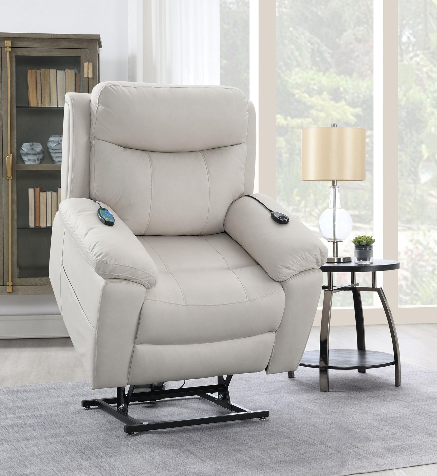 Acme Chriki Microfiber Upholstered Power Recliner with Lift & Massage in Beige