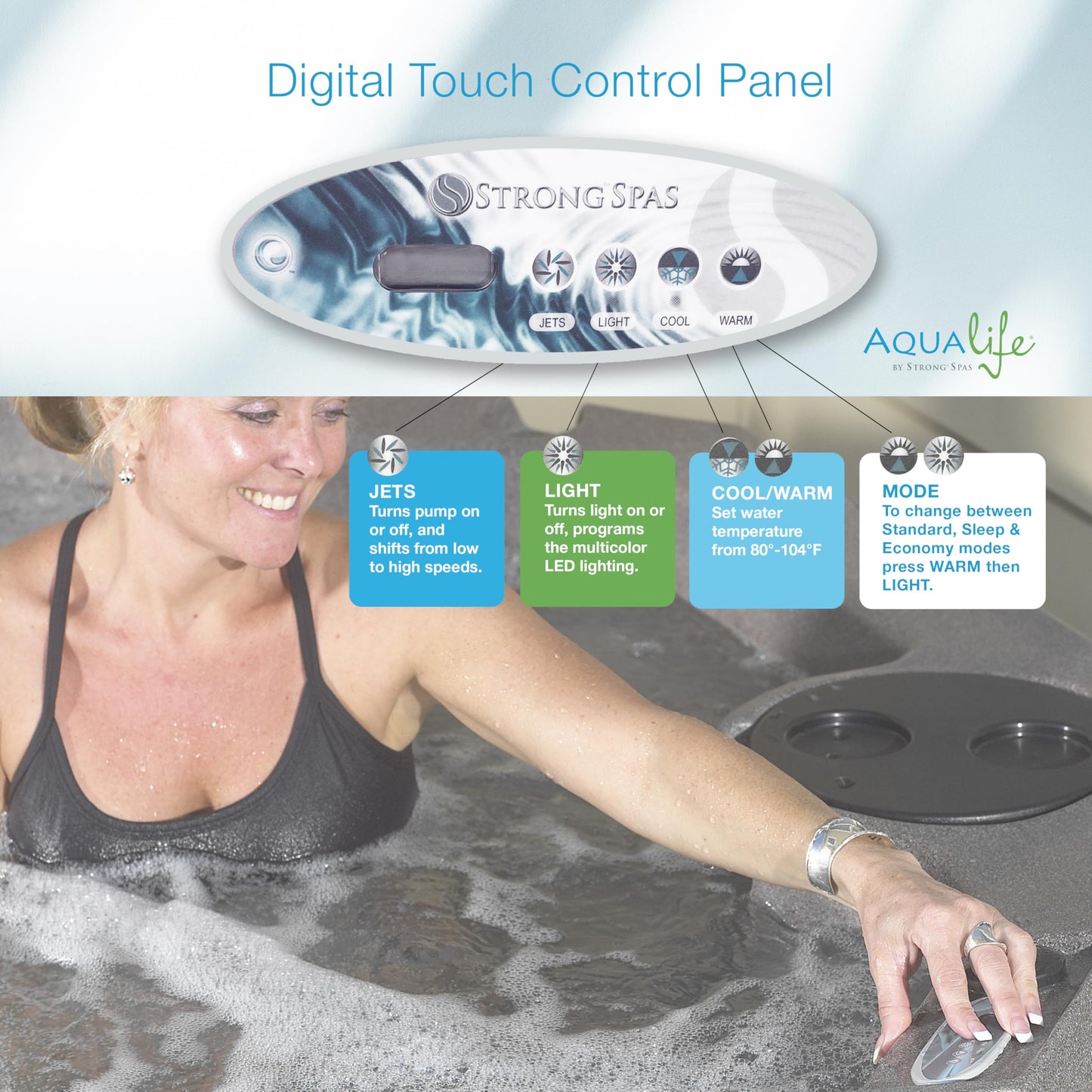 Aqualife Current 4-Adult Outdoor Hot Tub, Uses Standard Outlet, 14 Hydrotherapy Jets, Underwater Led Lighting, Cover Included