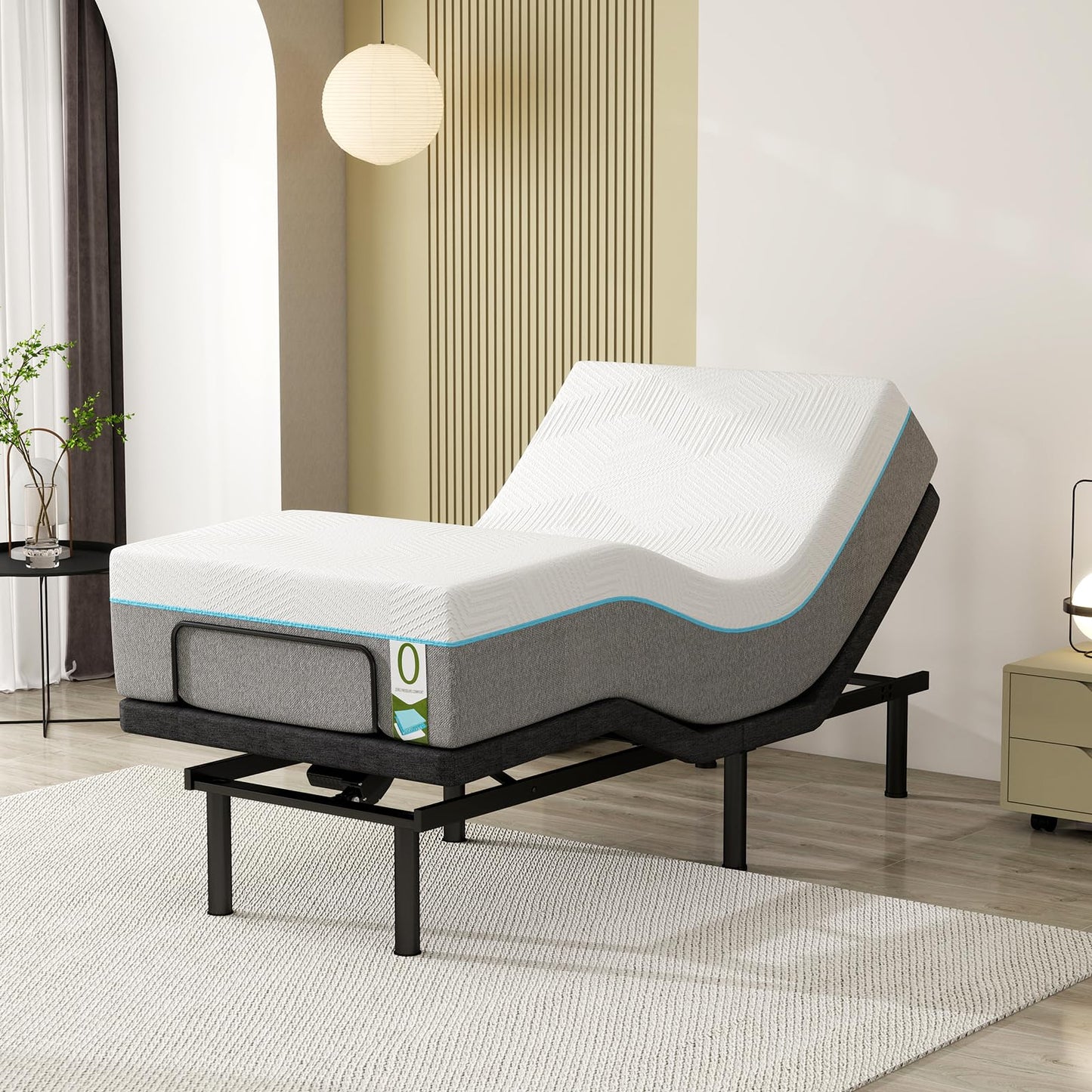 Vipbear Twin XL Adjustable Bed Frame with Mattress, 12" White Memory Foam Mattress – Electric Bed Base with Pillow-Tilt, Zero Gravity, Anti-Snore, Wireless Remote, USB Ports, Under-Bed Nightlight