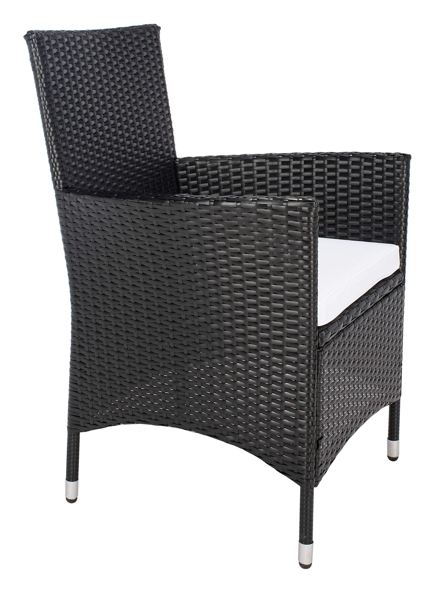 SAFAVIEH Outdoor - Hailee 9-Piece Dining Set - Black & White Faux Wicker & Steel Frame - Eight Chairs and Glass-Top Table - Ideal for Patio, Deck, Porch, Backyard (PAT7704A)