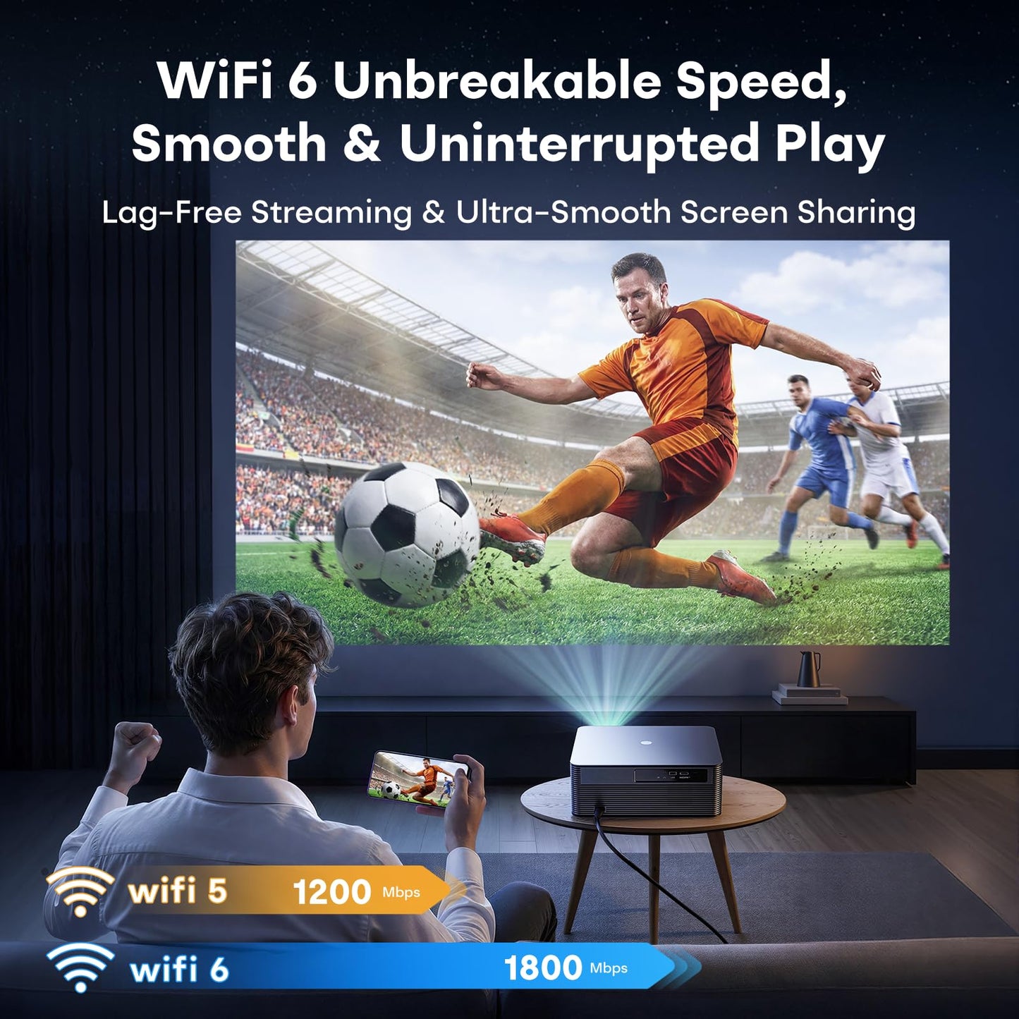 Boldever 3000 ANSI Google TV Smart Projector - 4K Projector with WiFi and Bluetooth, 20W HiFi Speakers Outdoor Movie Proyector, Auto Focus & Keystone Projector for Home Theater Indoor