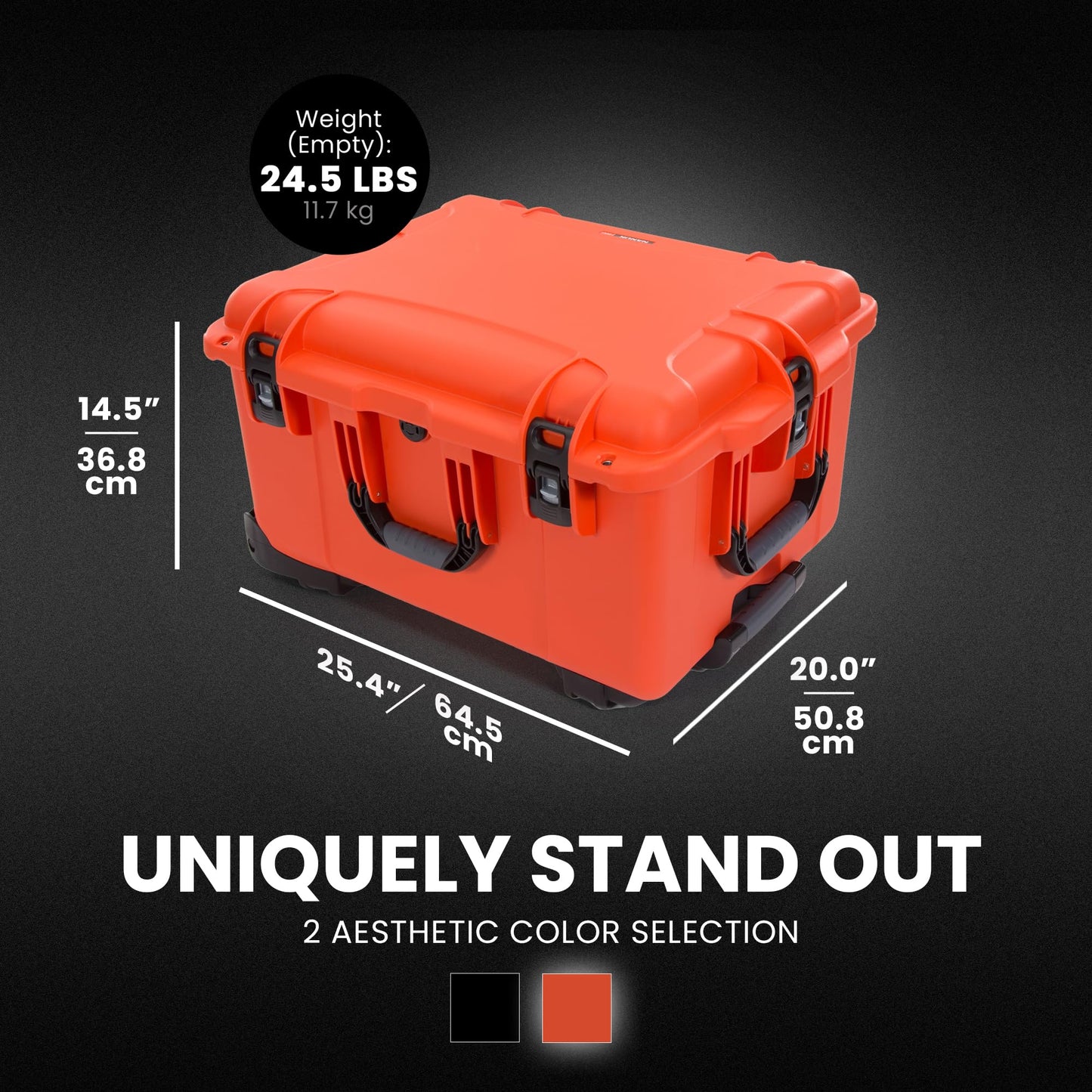 NANUK Trail 80 – 79L (20.9-Gallon) Waterproof Storage Box – Wheeled & Modular Cargo Case for Camping, Fishing, Hunting & Outdoor Storage – Dustproof and Impact Resistant (25.4” x 20” x 14.5”) – Orange