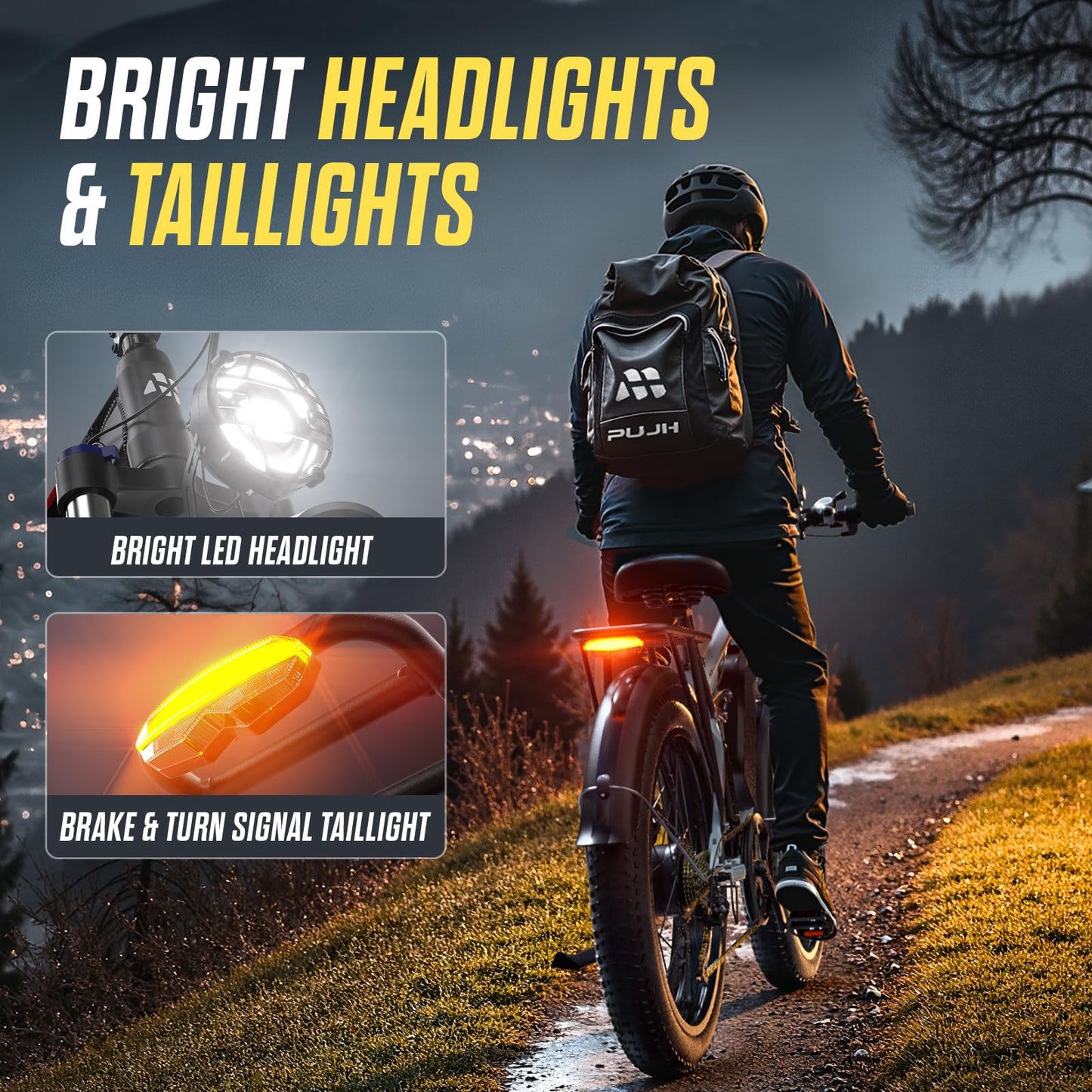 PUJH 6000W Dual Motor E-Bike Up to 100Mi 60V 24" Fat Tire for Adults PU364
